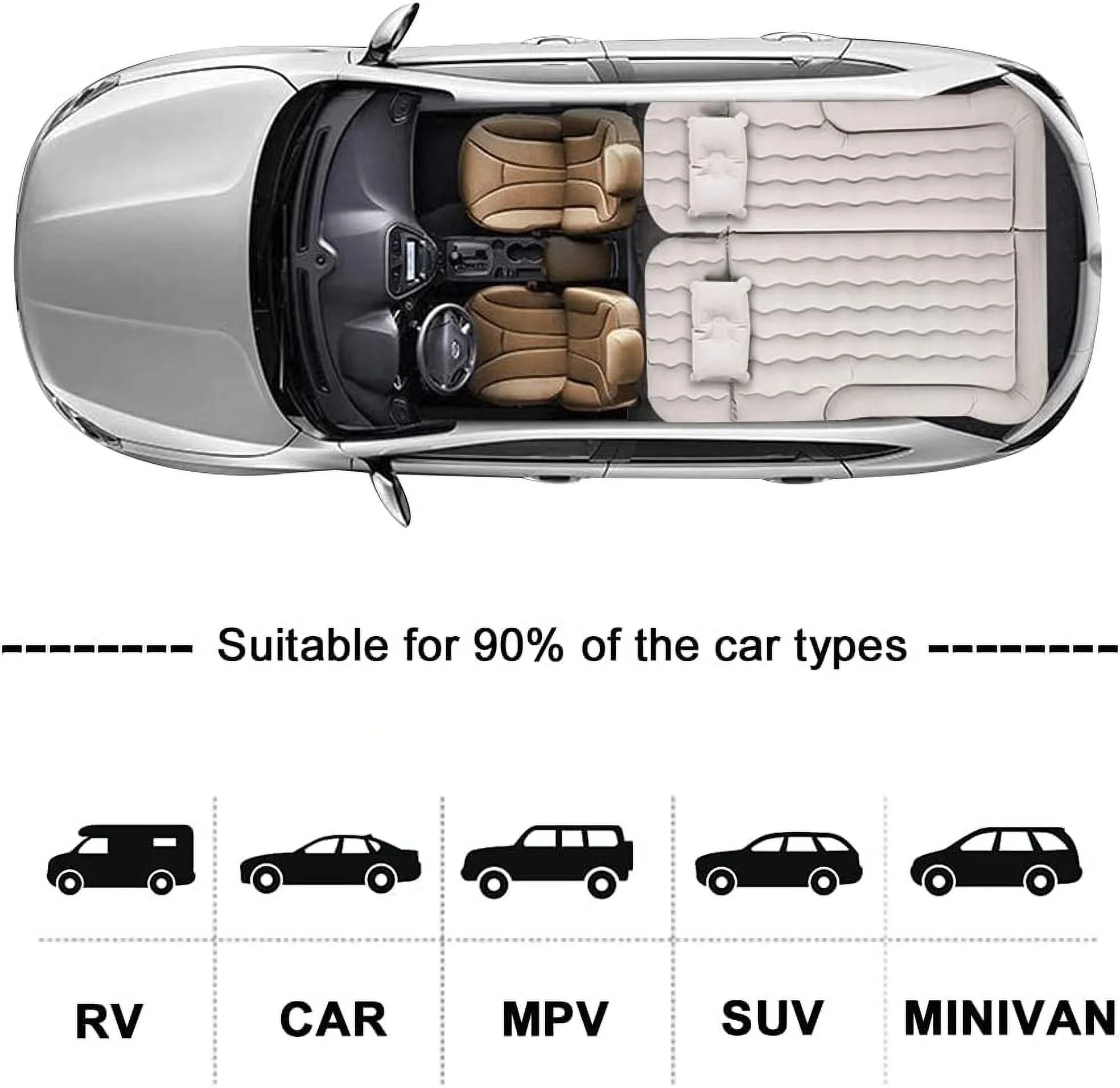 3 in 1 SUV Air Matterss | Car Mattress with Electric Air Pump-2 Support Fillers 2 Pillows Fits SUV|MPV|Minivan for Road Trip Camping Black(Black Suv Mattress) - Image 8