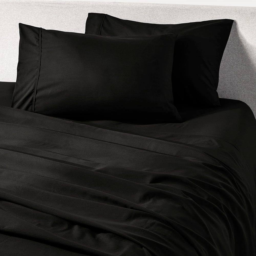 Night Sweats: The Original PeachSkinSheets Moisture Wicking,1500tc Soft Sheet Sets, Black