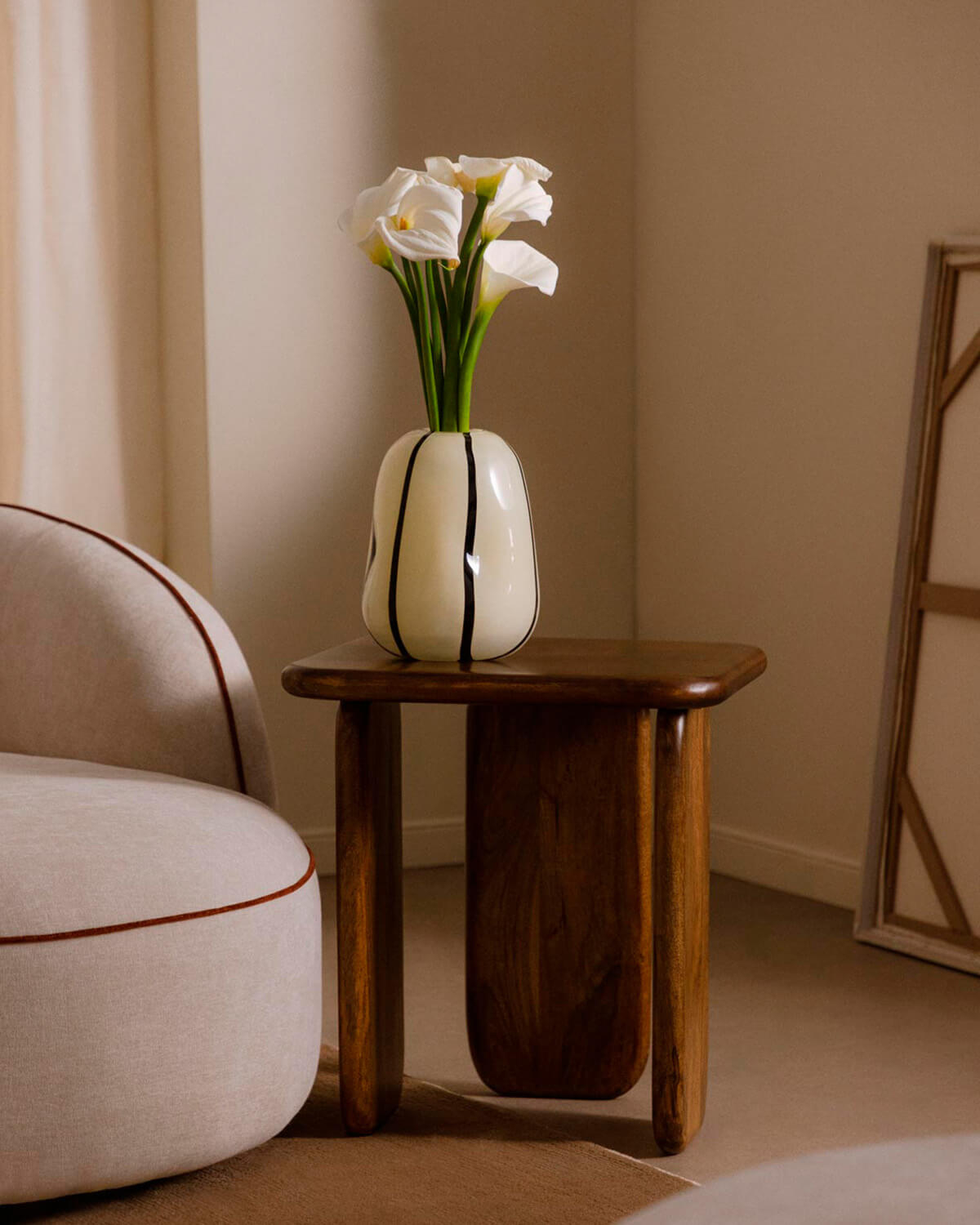 Eliez - Mesa Auxiliar Cuadrada de Madera de Mango (50x50 cm) Eliez