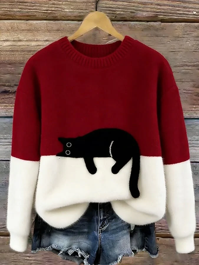 Luna | Sweat Femme avec Motif de Chat
