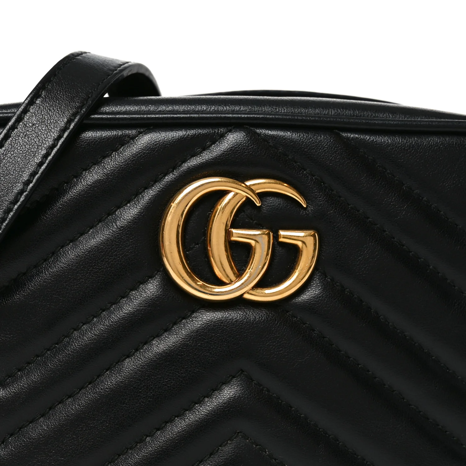 Calfskin Matelasse Mini GG Marmont Chain Shoulder Bag Black