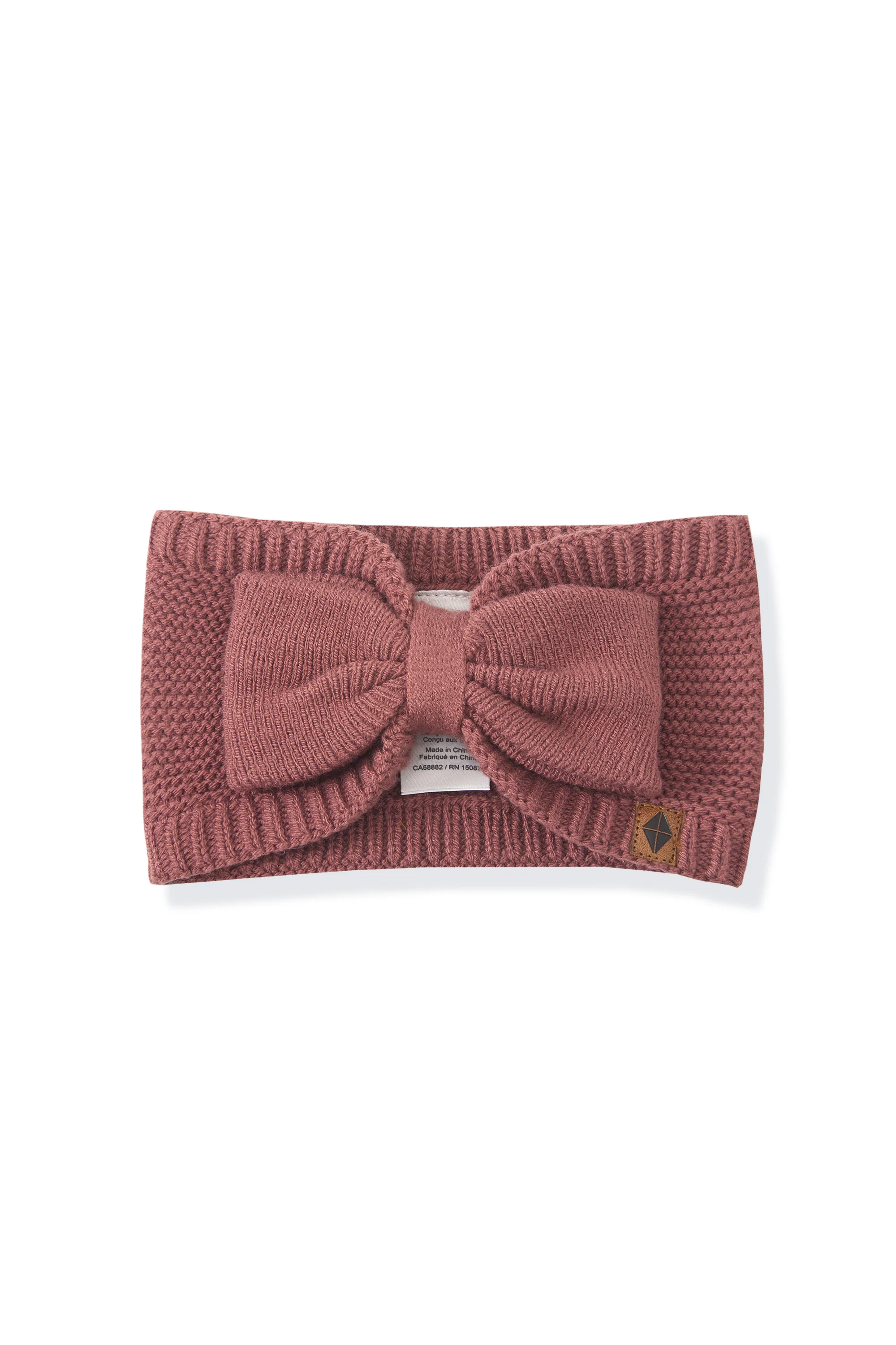 Chunky Knit Bow Headband in Ember
