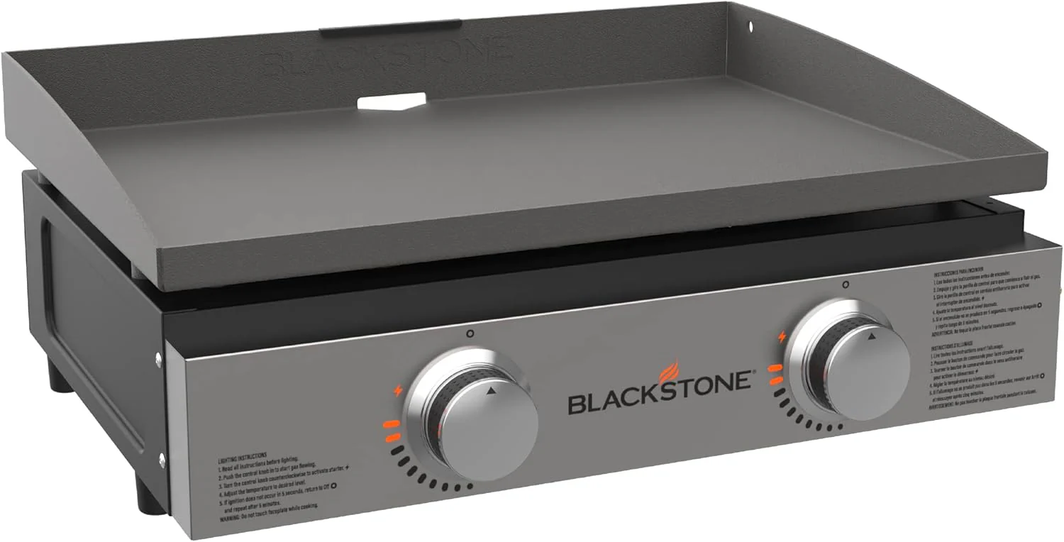 1813 Original 22” Tabletop Griddle with Hood and Stainless Steel Front Plate, Powder Coated Steel, Black