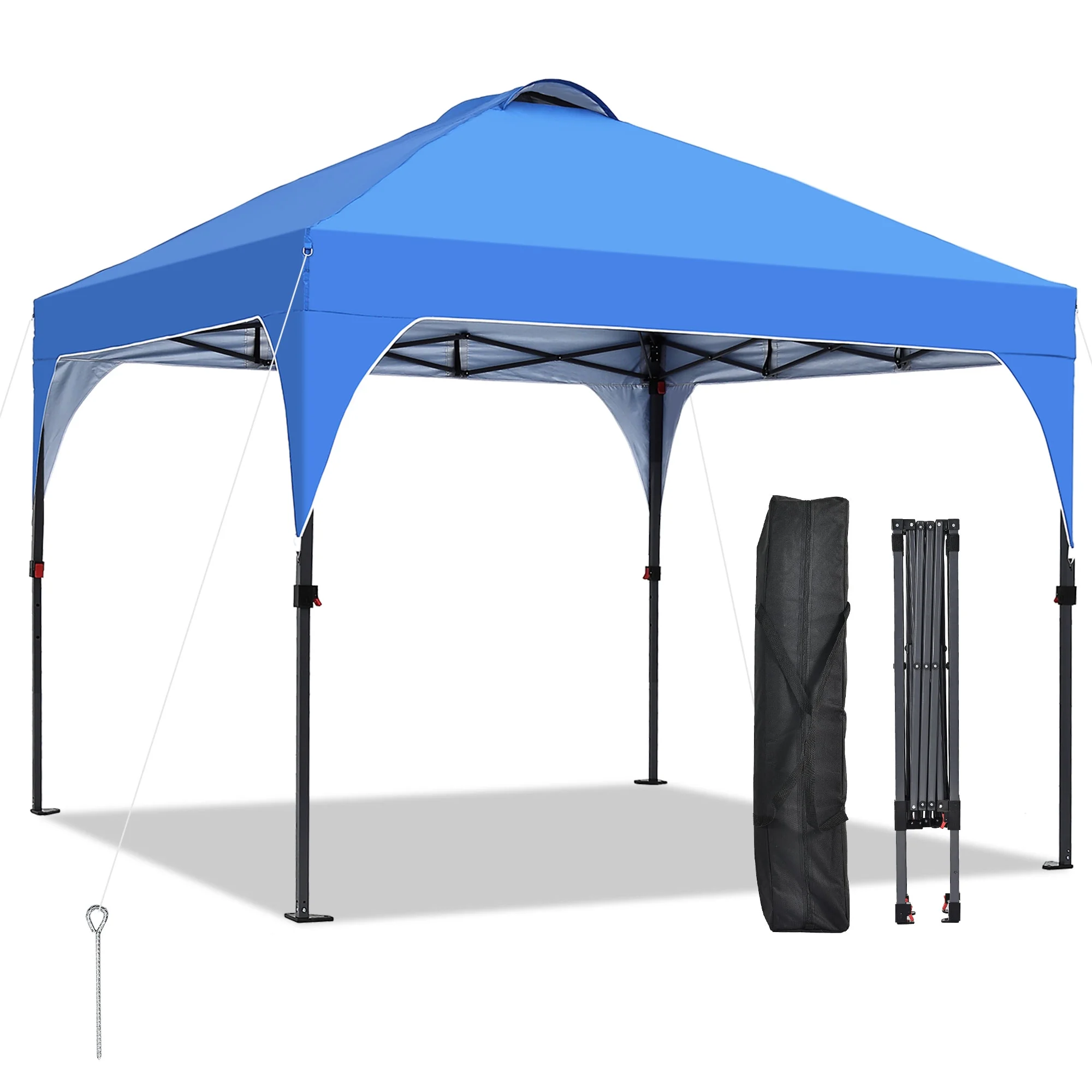 Ainfox 8'X8' Pop up Canopy Tent, Easy - Setup Gazebo, Outdoor Canopy with 3 Adjustable Heights for Events, Parties, Camping, Blue