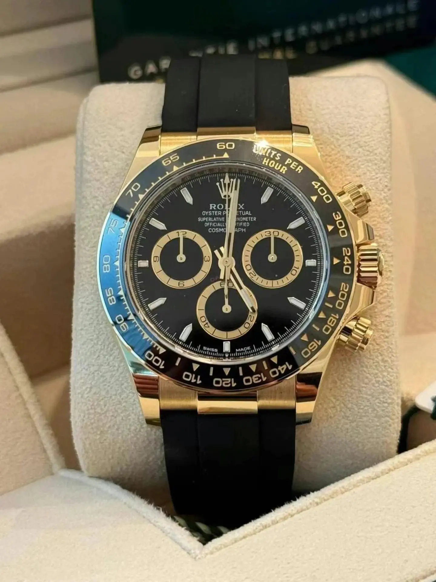 [Super Clone]Rolex Daytona Yellow Gold / Ceramic / Black / Oysterflex  m126518ln-0008