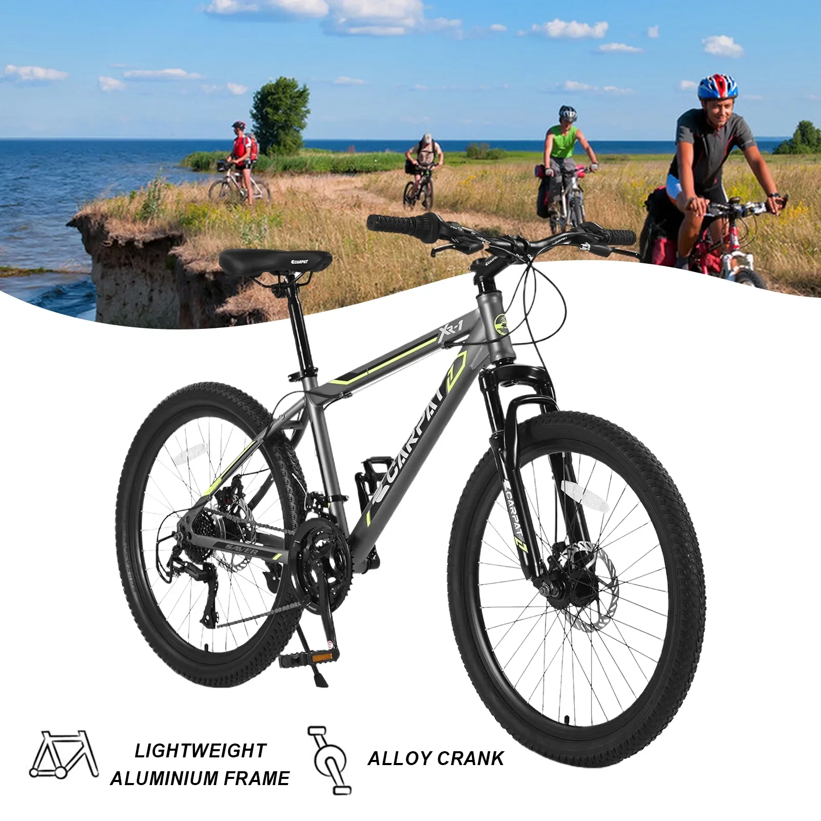 Ambifirner s Mountain Bike, 24-Inch Wheels, Aluminum Frame, 21-Speed Drivetrain, Lavender
