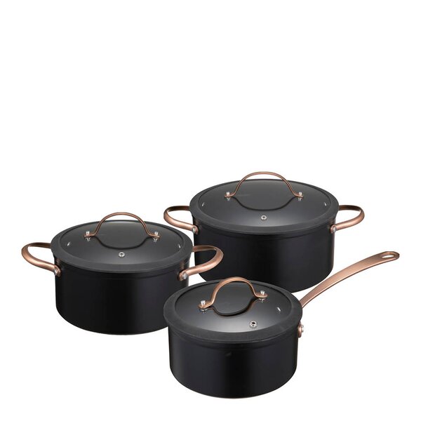 Black Copper grytesett 3 deler 1,5/3/4,5L keramisk svart/kobber