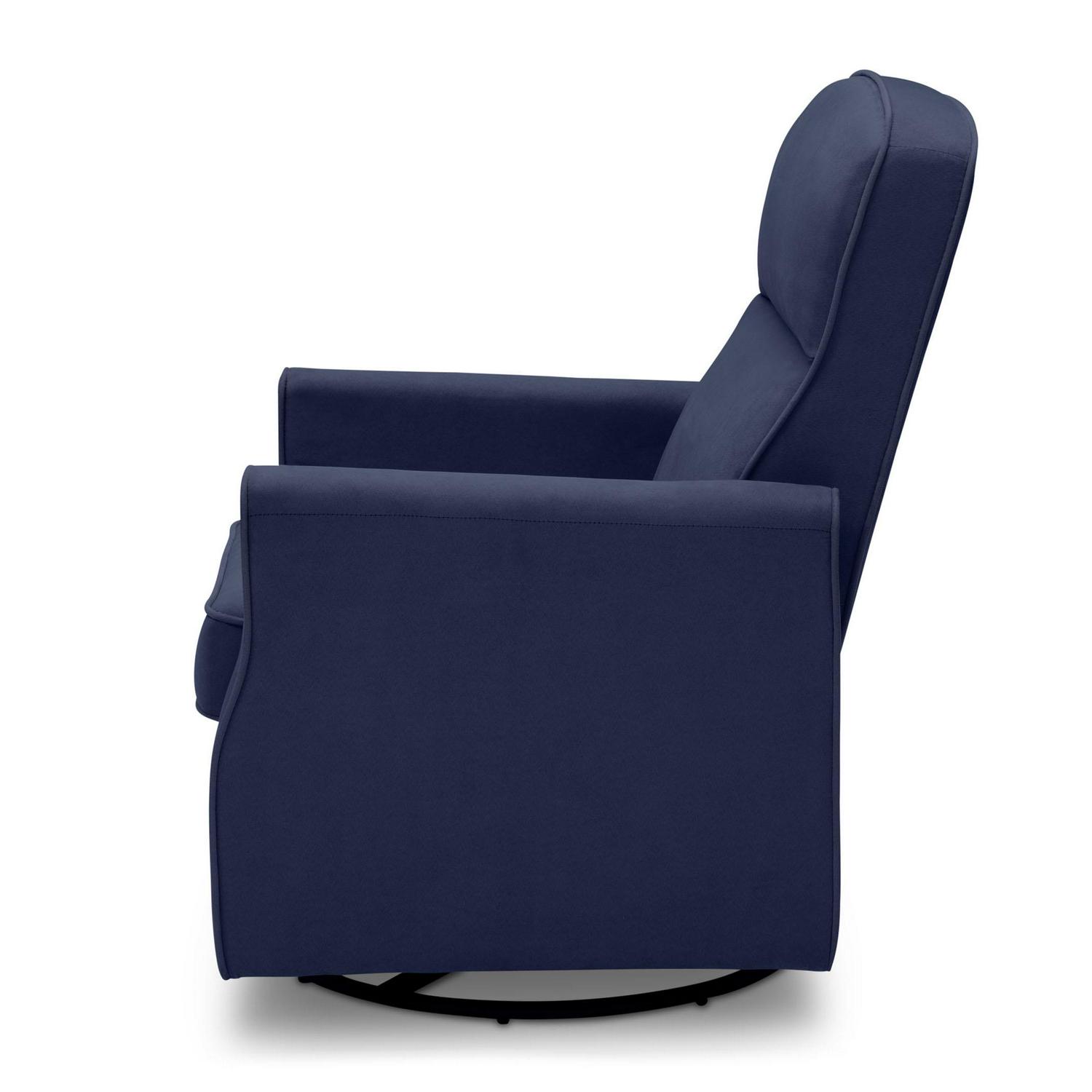 Delta Children Clair Slim Nursery Glider Swivel Rocker Chair. Navy