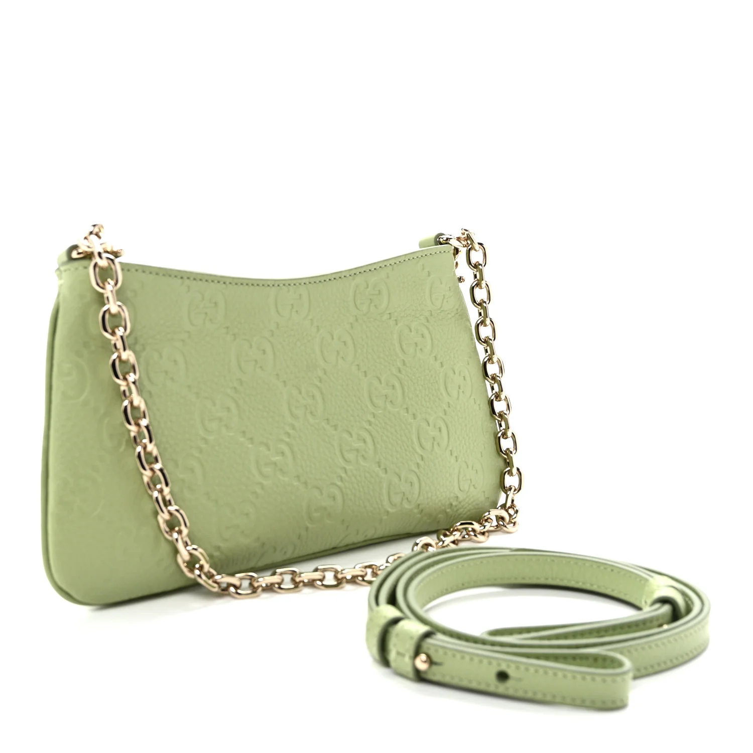 GG Grainy Calfskin Emblem Super Mini Shoulder Bag Sage Leaf