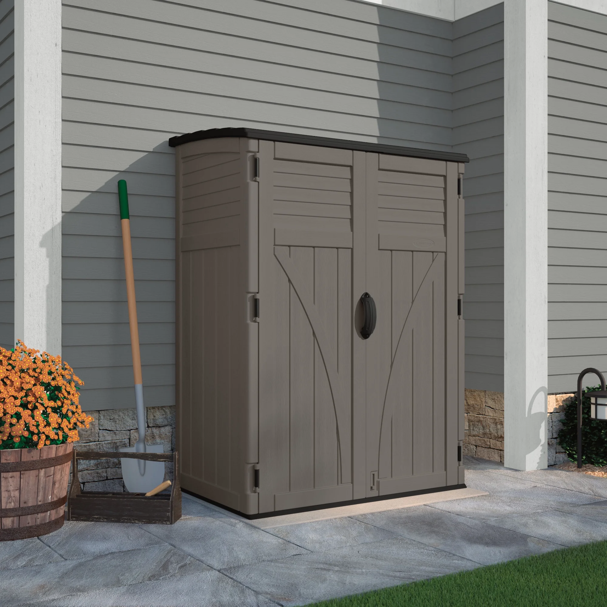 54 Cu Ft Vertical Shed Outdoor Storage for Patio and Garage, Stoney - Image 4
