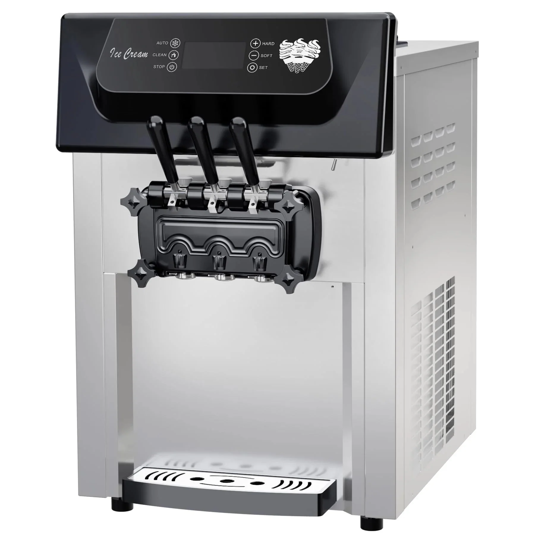 2200W Commercial Ice Cream Machine, 3 Flavor Soft Serve Ice Cream Machine, 5.3-7.4 Gal/hr, with Lcd Touch Screen, Automatic Cleaning, High…