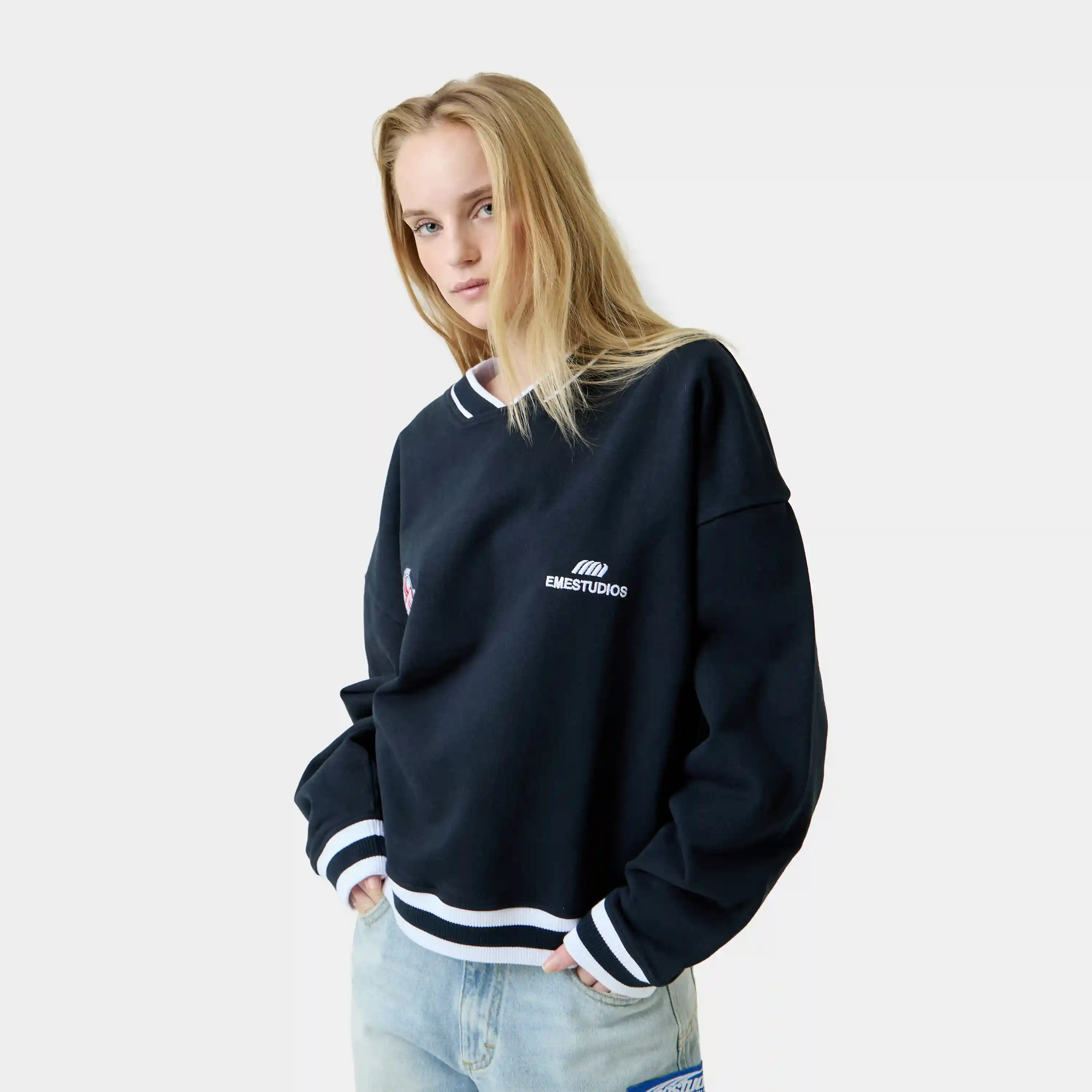 Academy Navy Oversized Crewneck