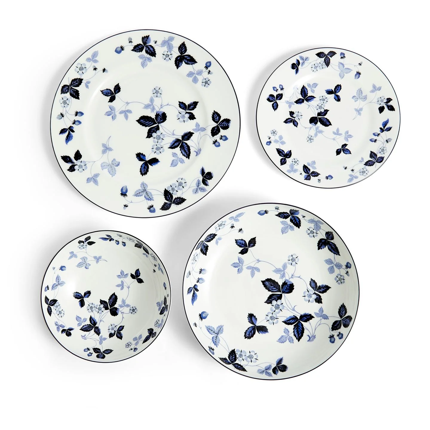 Wild Strawberry Inky Blue Dinnerware 4 Piece Set