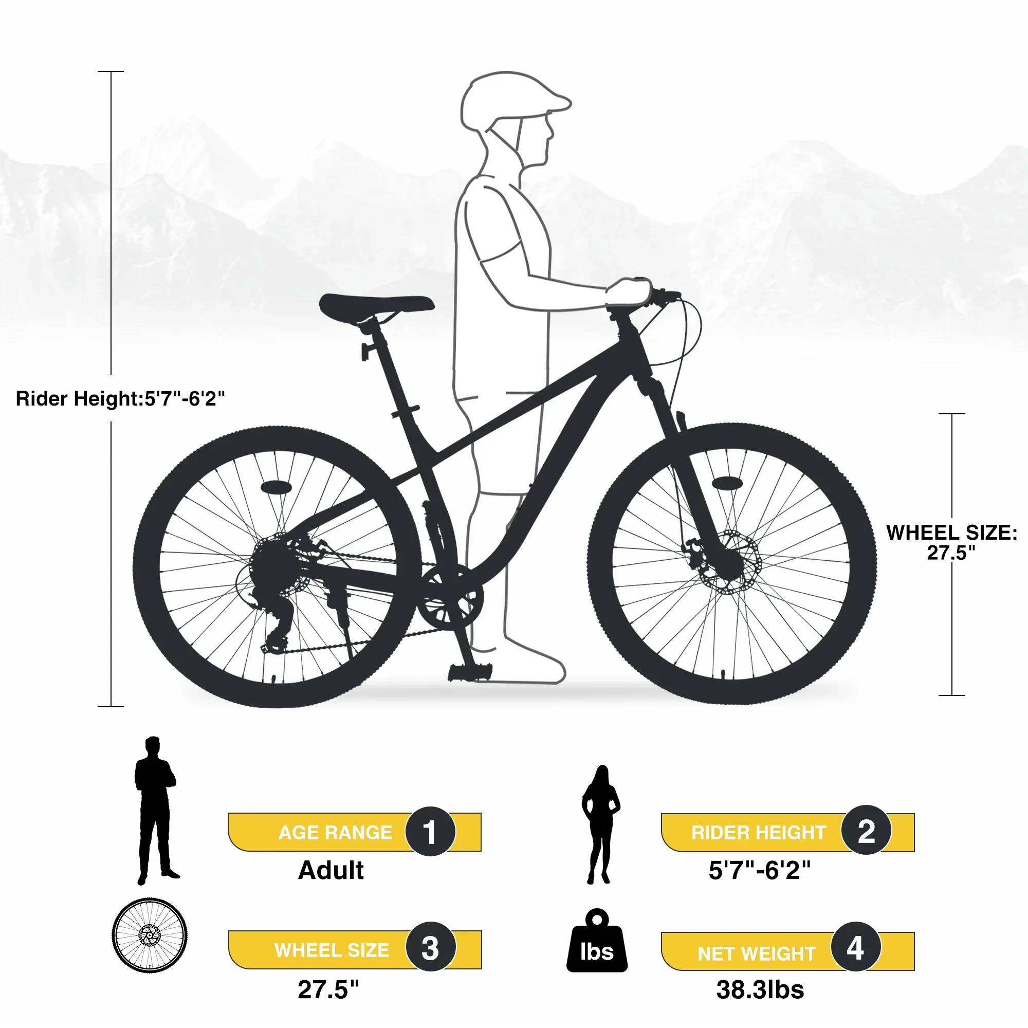 OUDOSPRS 27.5 Versatile Mountain Bike - 8-Speed Steel Frame with Front Suspension