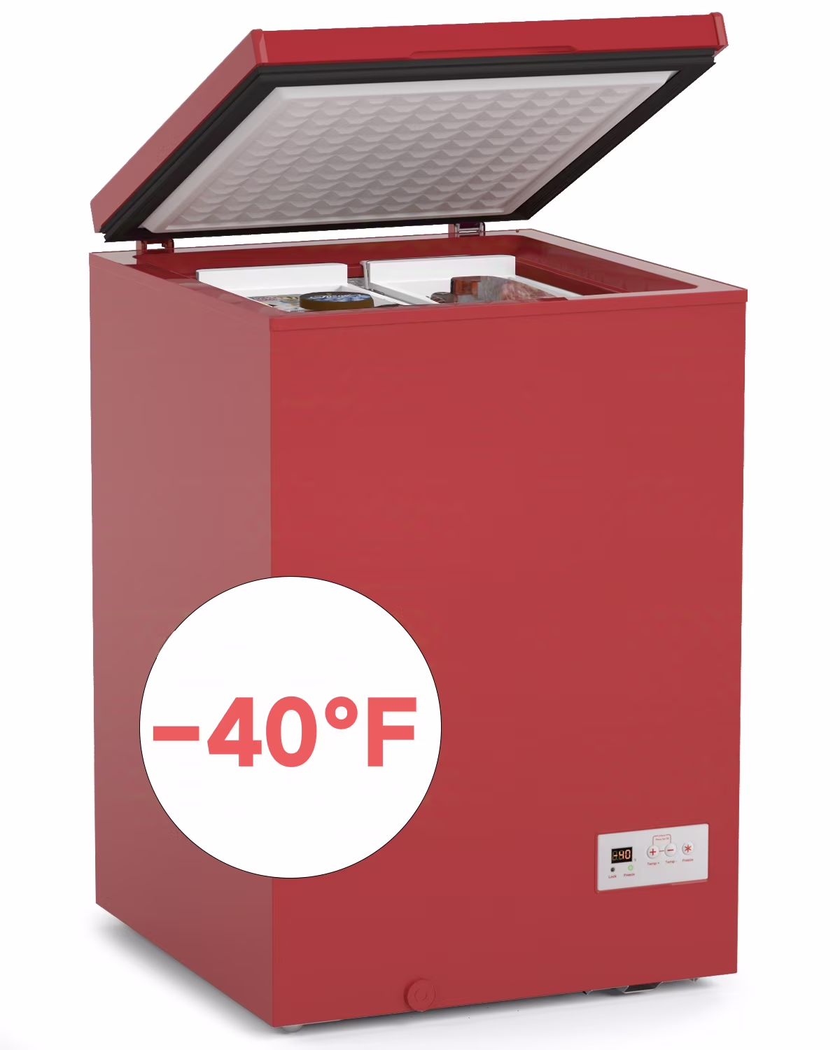 40��F Low Temperature Chest Freezer 3.5 Cu Ft with 2 Removable Baskets RED
