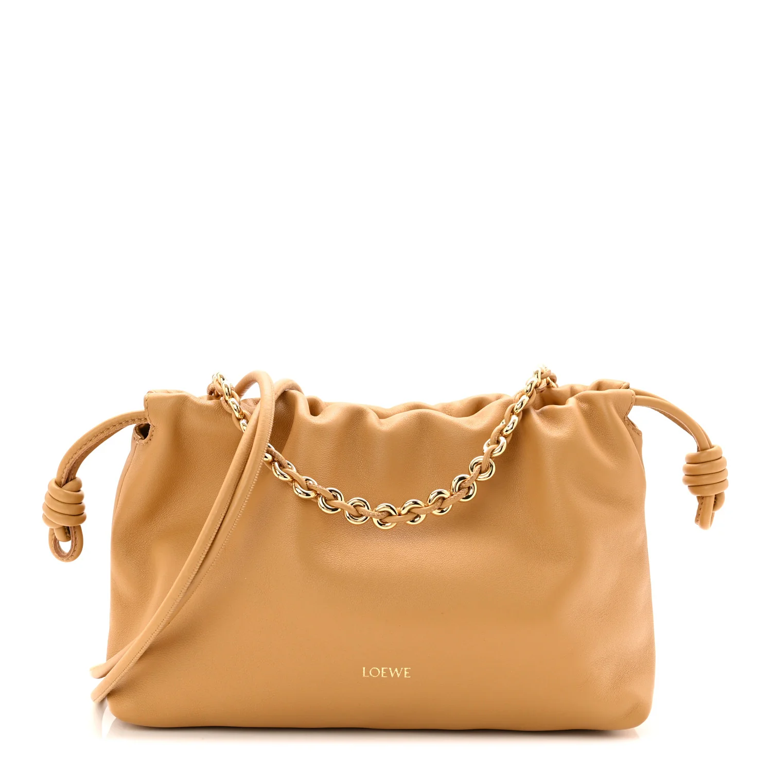 Mellow Nappa Donut Medium Chain Flamenco Knot Clutch Sahara