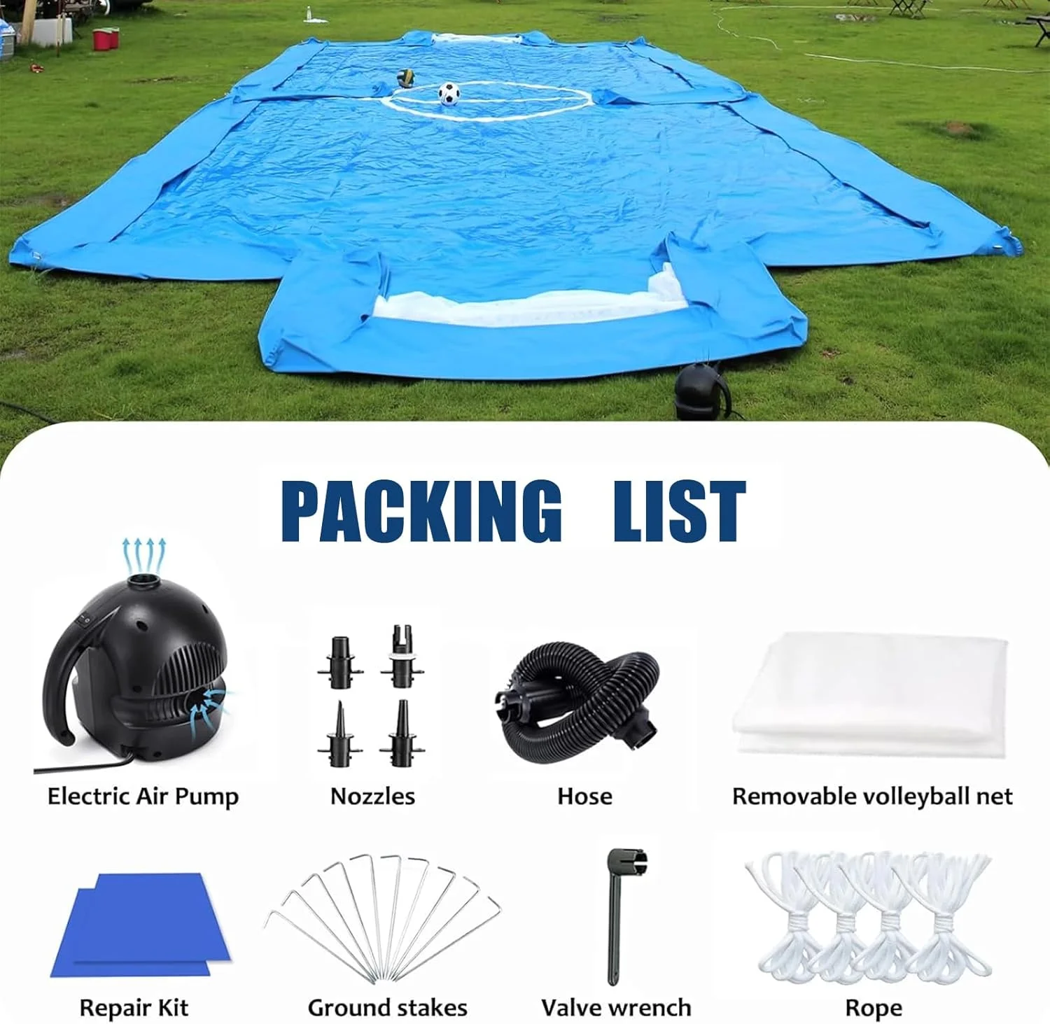 33FT Inflatable Volleyball Court Beach Pool Volleyball Net for Backyard Outdoor Training Game with 800W Air Pump, Volleyball Pool/Water Volleyball Field(33') - Image 5