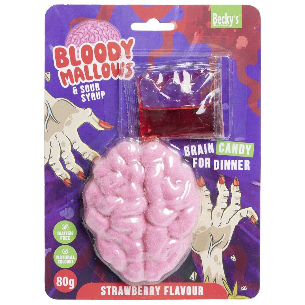 Bonbon Halloween cervelle et sachet de sang 80gr (2 modèles)