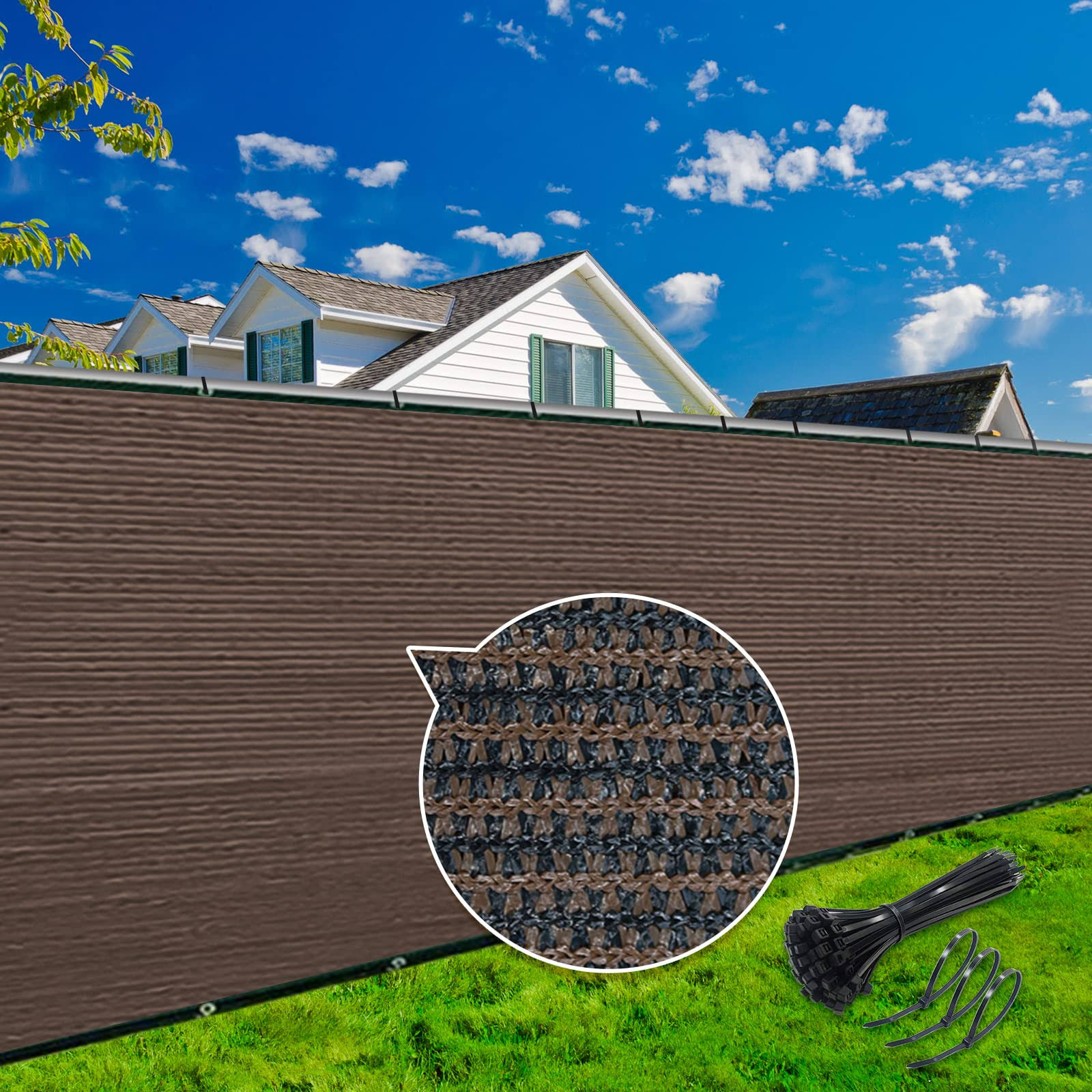 Kanagawa 6ft x 25ft Privacy Screen Fence, 90% Blockage Heavy Duty 175 GSM Fencing Mesh Net Cover for Outdoor Wall Garden Yard Backyard 40 Cable Zip
