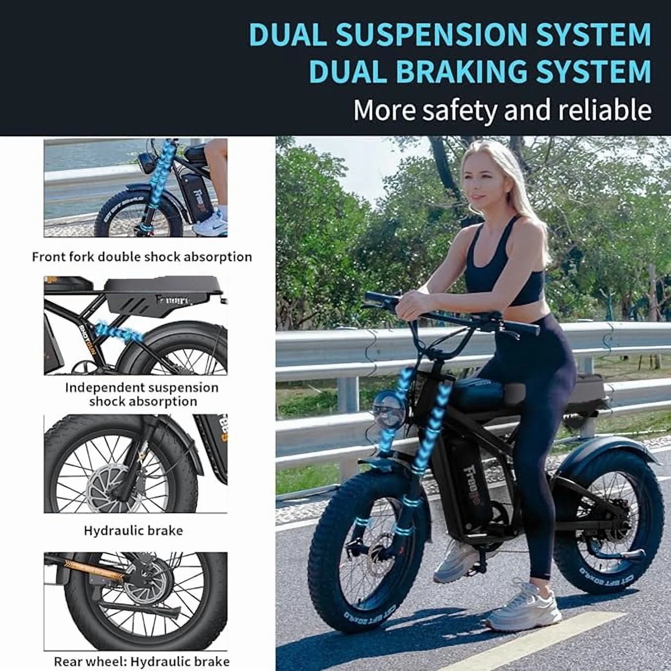 F3 Pro 2000W Dual Motor Electric Bike for Adults, Dual Battery 48V/40Ah, 20"x4.0" Fat Tires Off Road Electric Bicycle with Removable Battery, 34MPH68 Long Range E Bike UL2849 - Image 7
