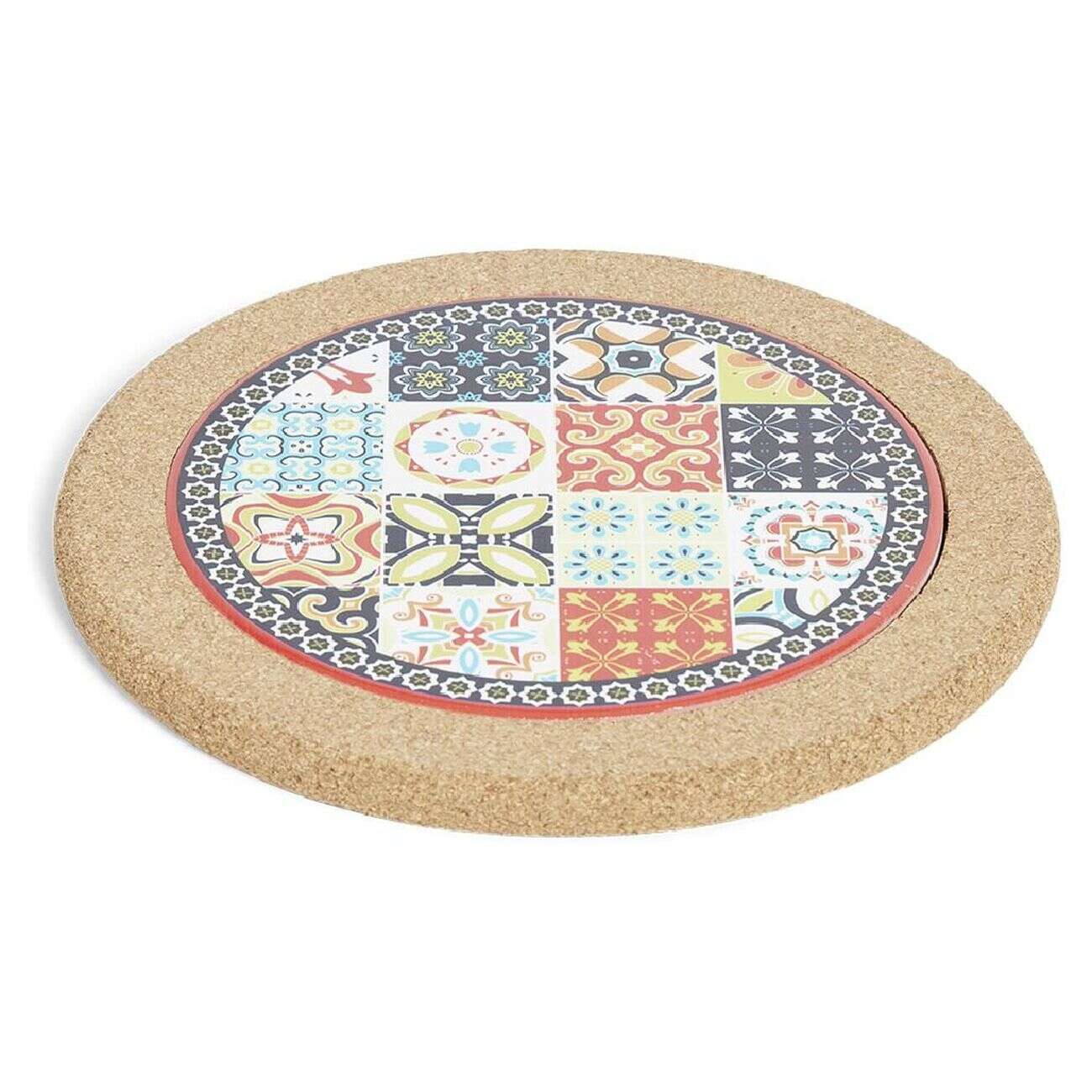 Dessous de plat rond en céramique design carreau de ciment Ø20cm