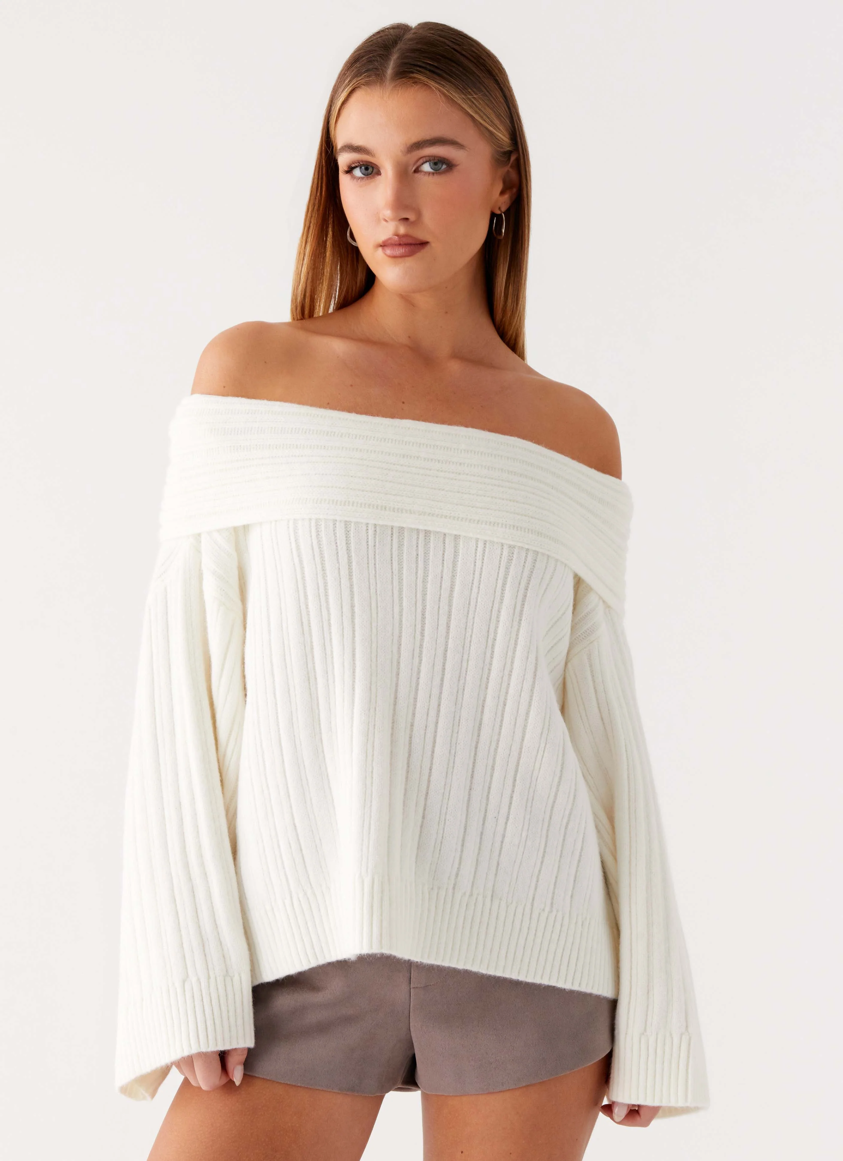 Federica Off Shoulder Knit - White
