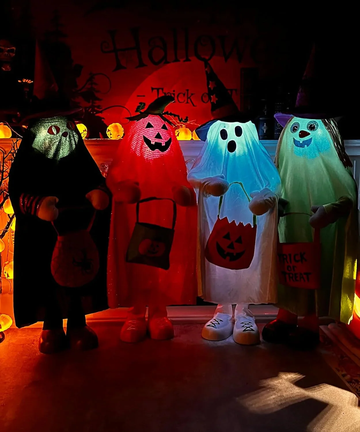 Halloween Decorative Porch 4-Pack Trick-or-Treat Jack-O-Lanterns