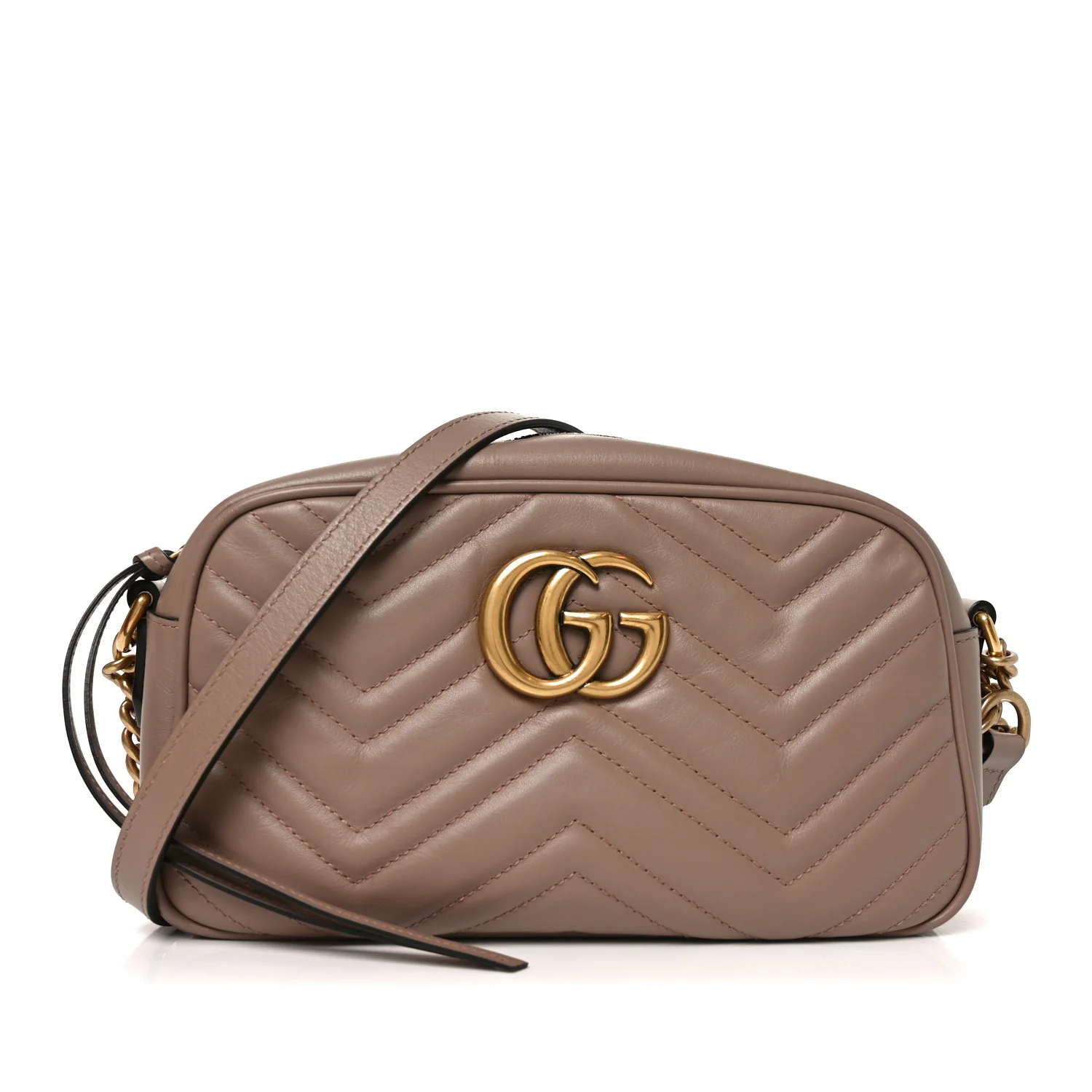 Calfskin Matelasse Small GG Marmont Chain Shoulder Bag Porcelain Rose