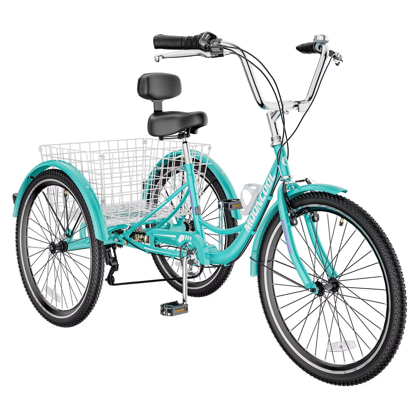 MOPHOTO Adult Tricycle 20/24/26 in 3 Wheel Bicycle, 3 Wheel Bikes for Adults, 7 Speed Low Stepover Frame Tricycle with Basket/Bell, 3 Wheel Bicycle for Seniors, Women, Men