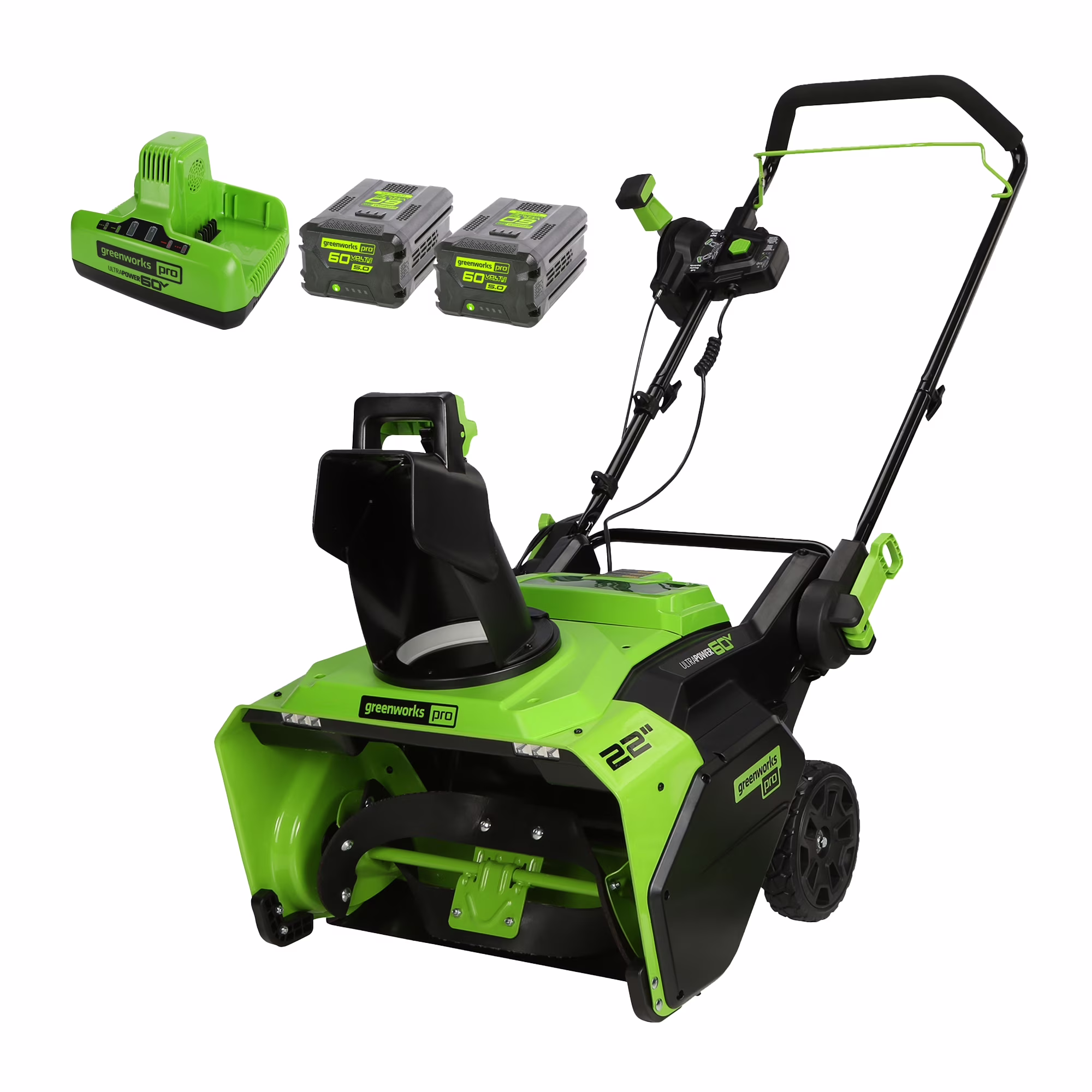60V 22" Snow Blower Battery Powered Brushless Motor, Dual Batteries Charger Included