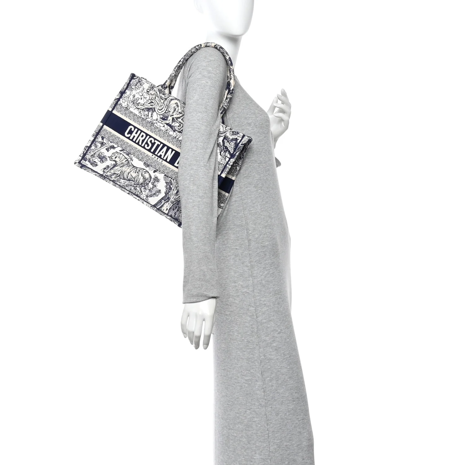 Canvas Embroidered Medium Dioriviera Toile De Jouy Book Tote Blue