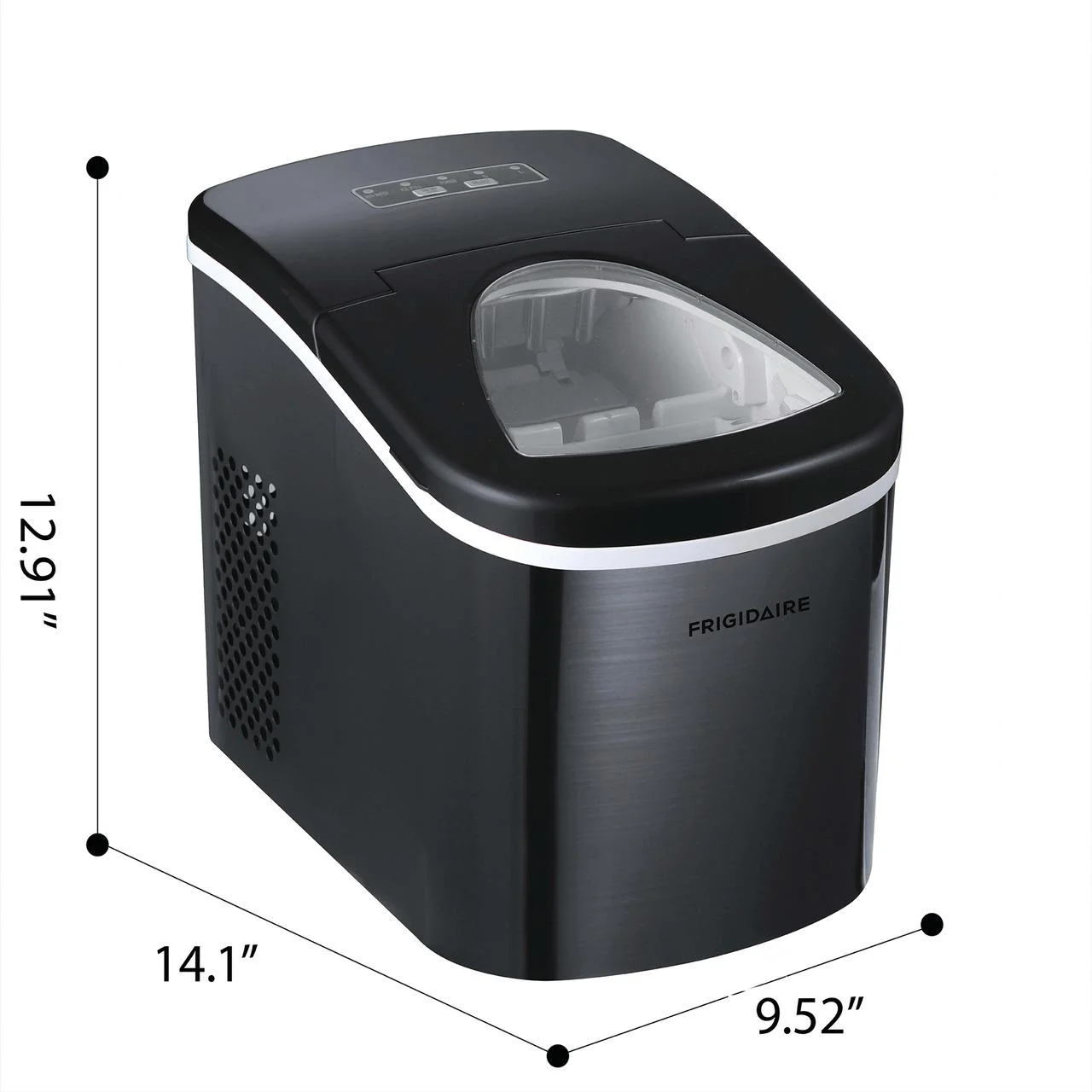 Frigidaire Portable Self Cleaning Ice Maker, Black Stainless Steel, (EFIC117 - Ssblack_sc)