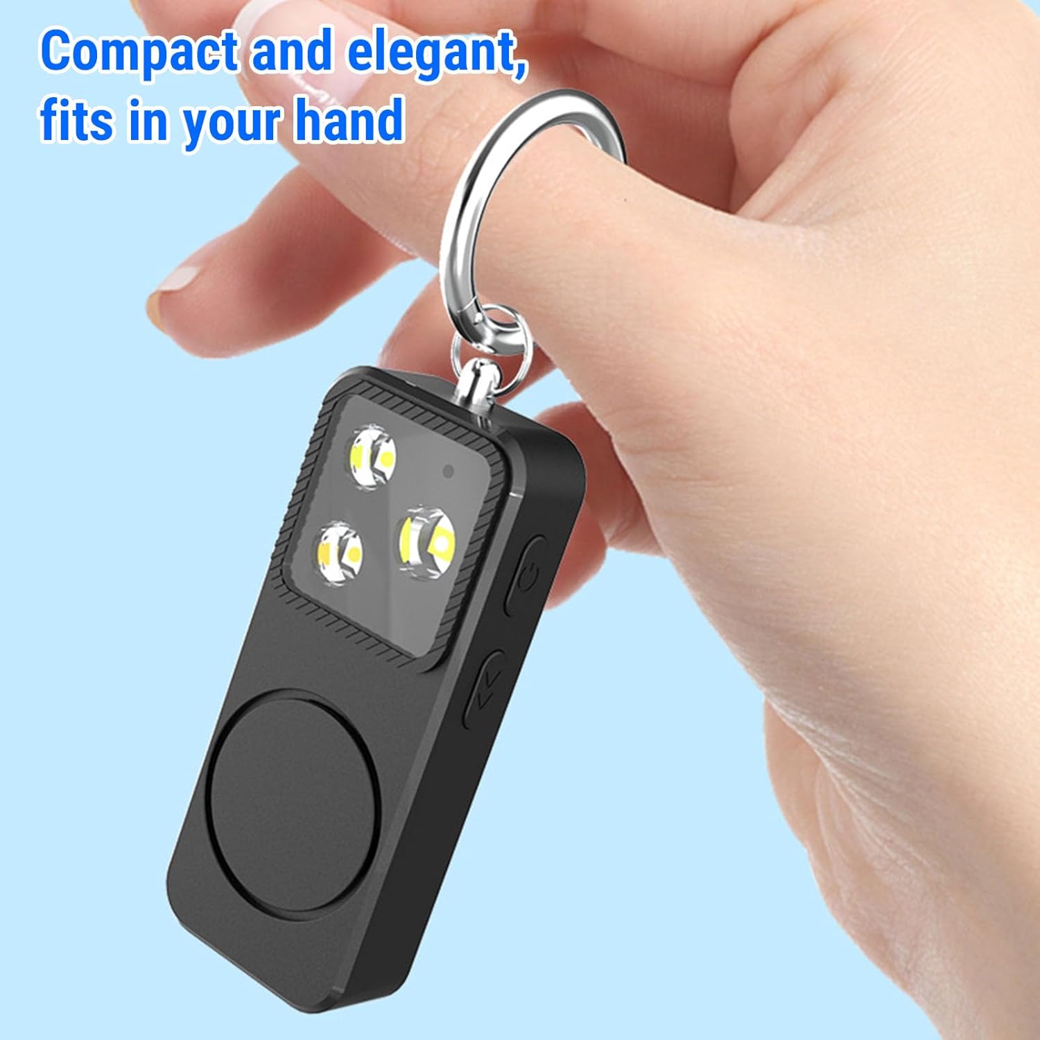 VBESTLIFE Self Defense Alarm for Women, 150 dB Keychain Alarm with 4 Lighting Modes, USB Rechargeable Keychain Siren Security LED Light for Emergency (Black)