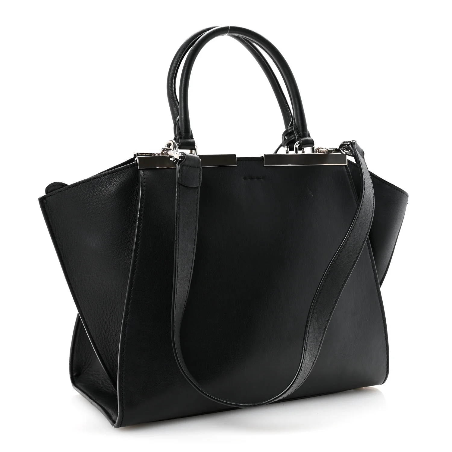 Vitello Dolce Shiny Nappa Petite 3Jours Tote Black