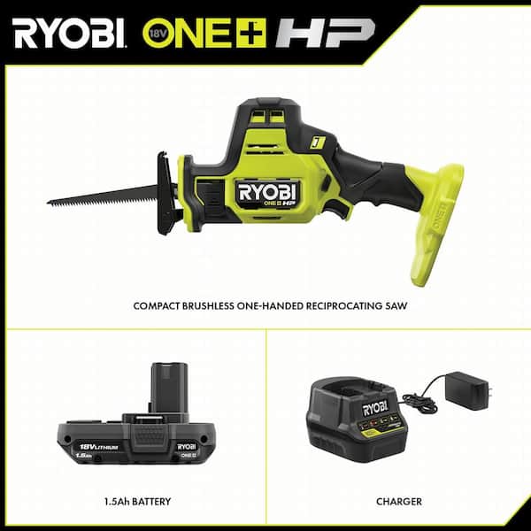 ONE+ HP 18V Brushless Cordless Compact One-Handed Reciprocating Saw Kit with 1.5 Ah Battery and 18V Charger - Image 2