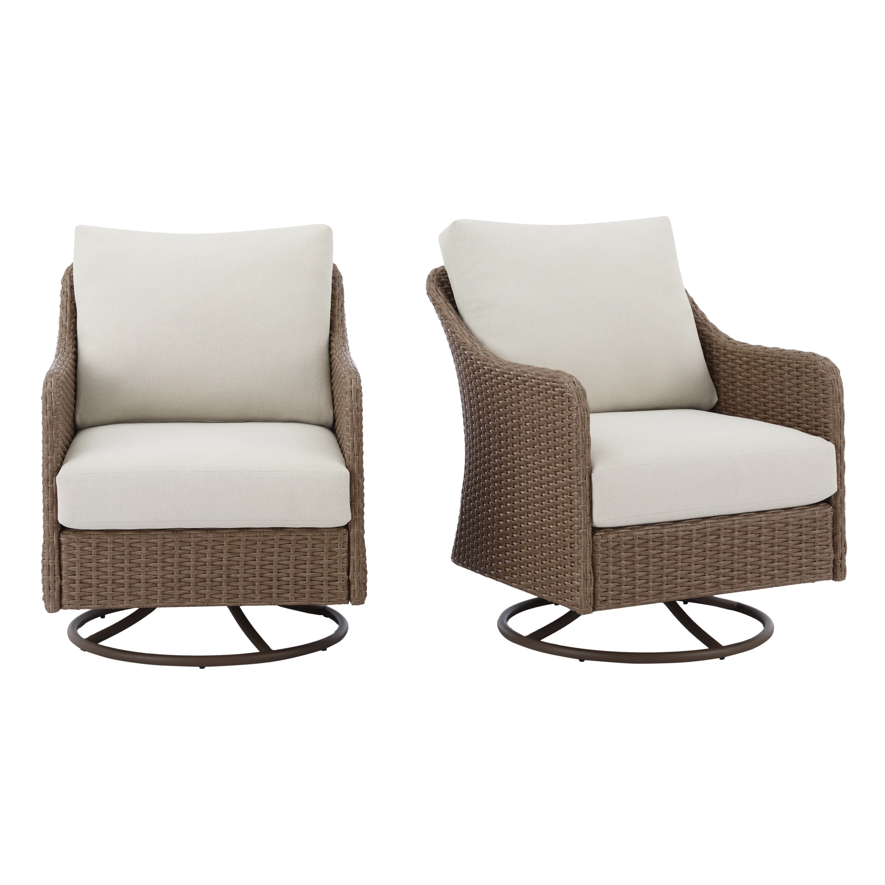 Chelsea 2 Pieces Outdoor Patio Swivel Rocker with Beige Cushions - Image 3