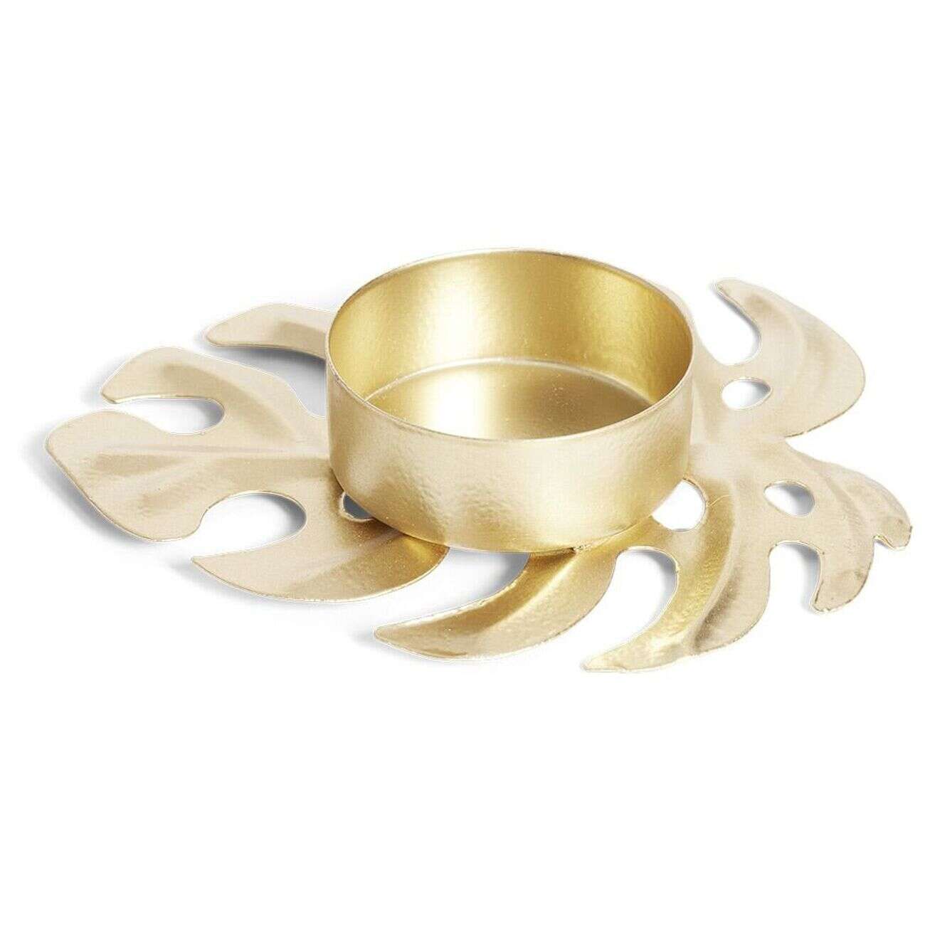 Bougeoir forme feuille métal doré 10x8,5xH2cm