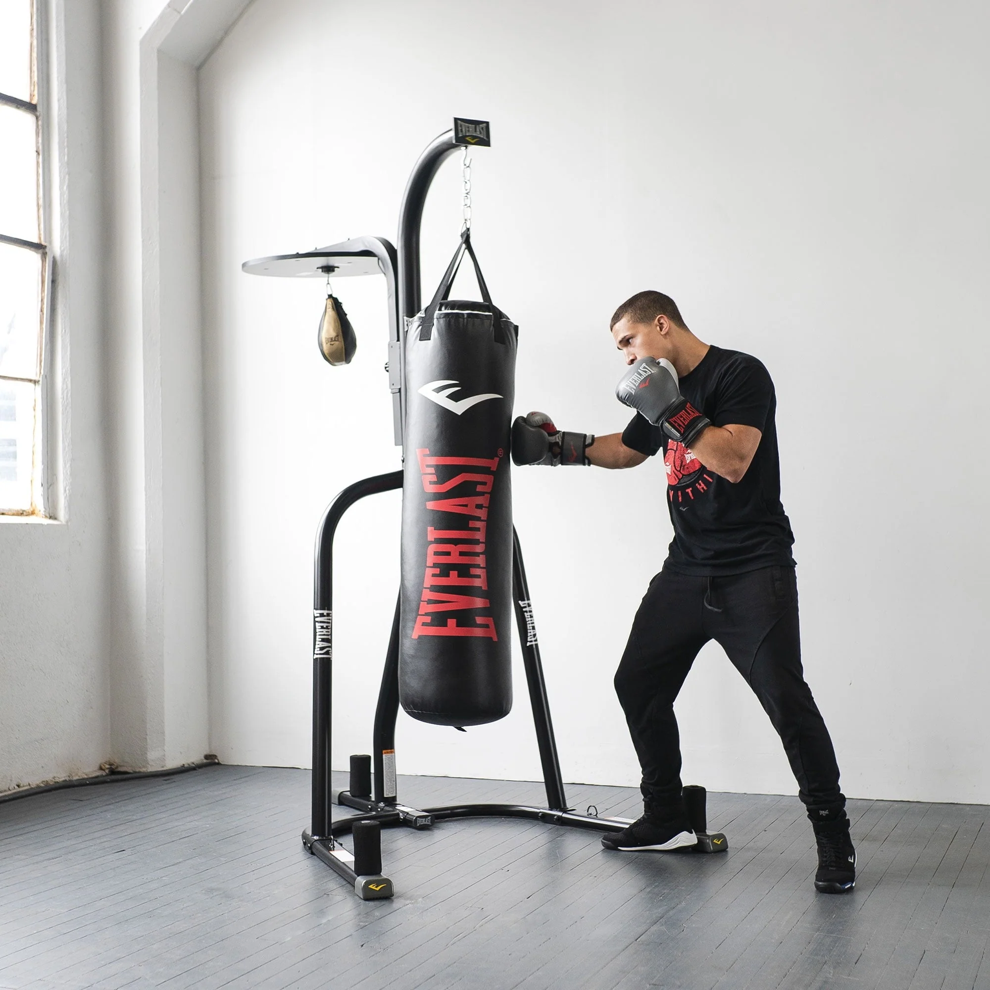 Everlast 2 Station Dual Heavy Duty Powder Coated Steel Heavy and Speed Bag Stand Image 4