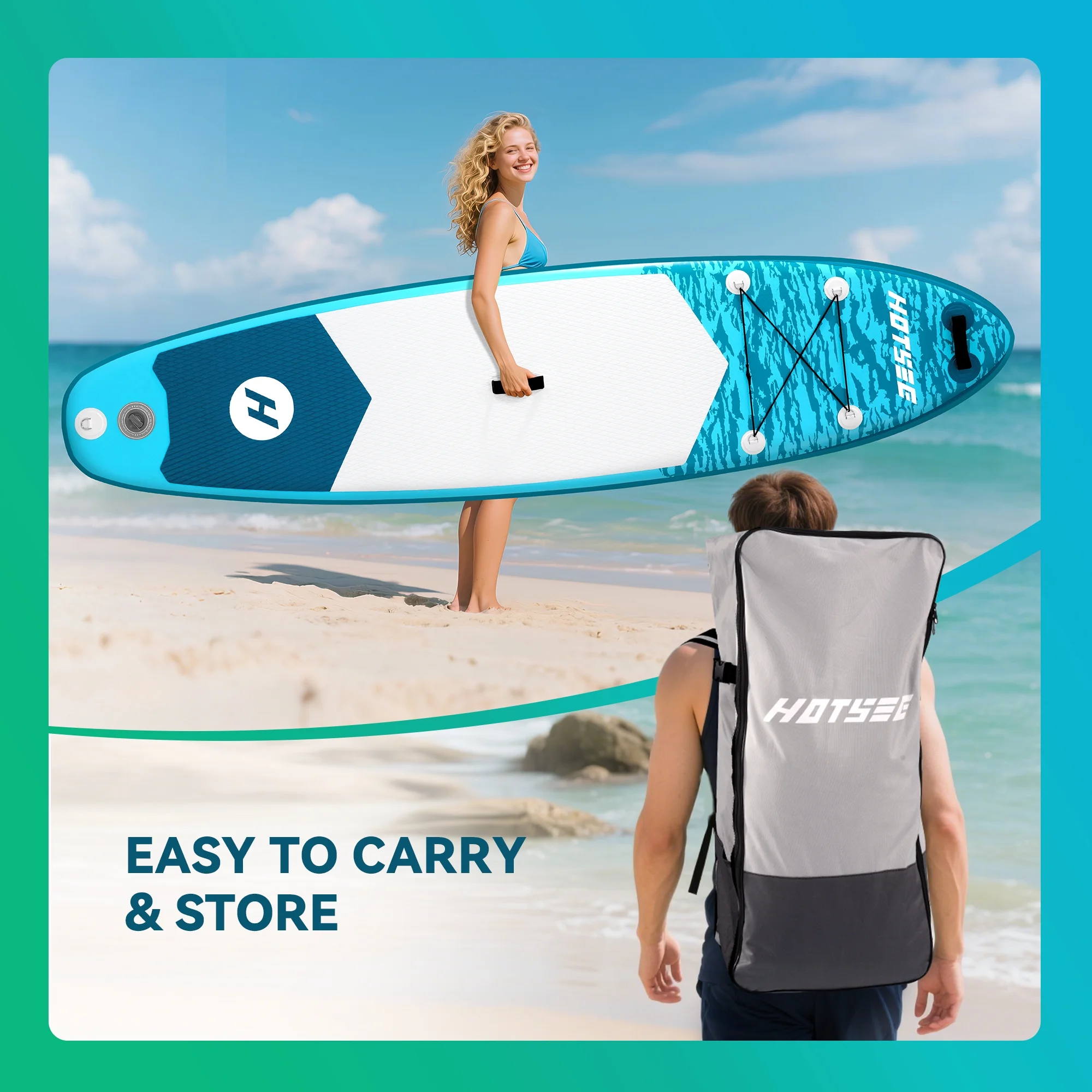 10' Inflatable Stand up Paddle Board 6'' Thick SUP Paddle Board with Accessories for Fishing, Non-Slip Deck, Double Action Pump - Image 5