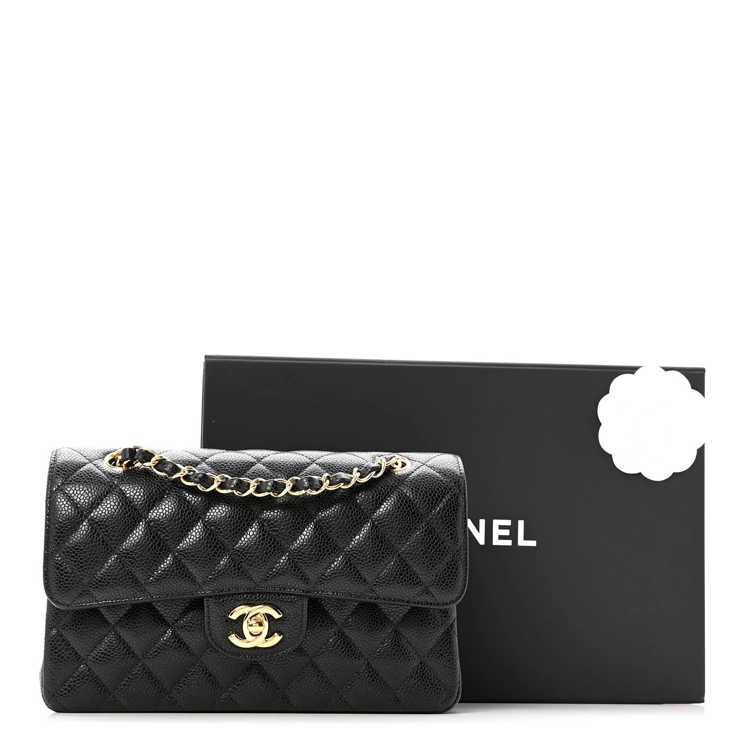 Caviar Quilted Small Double Flap Black