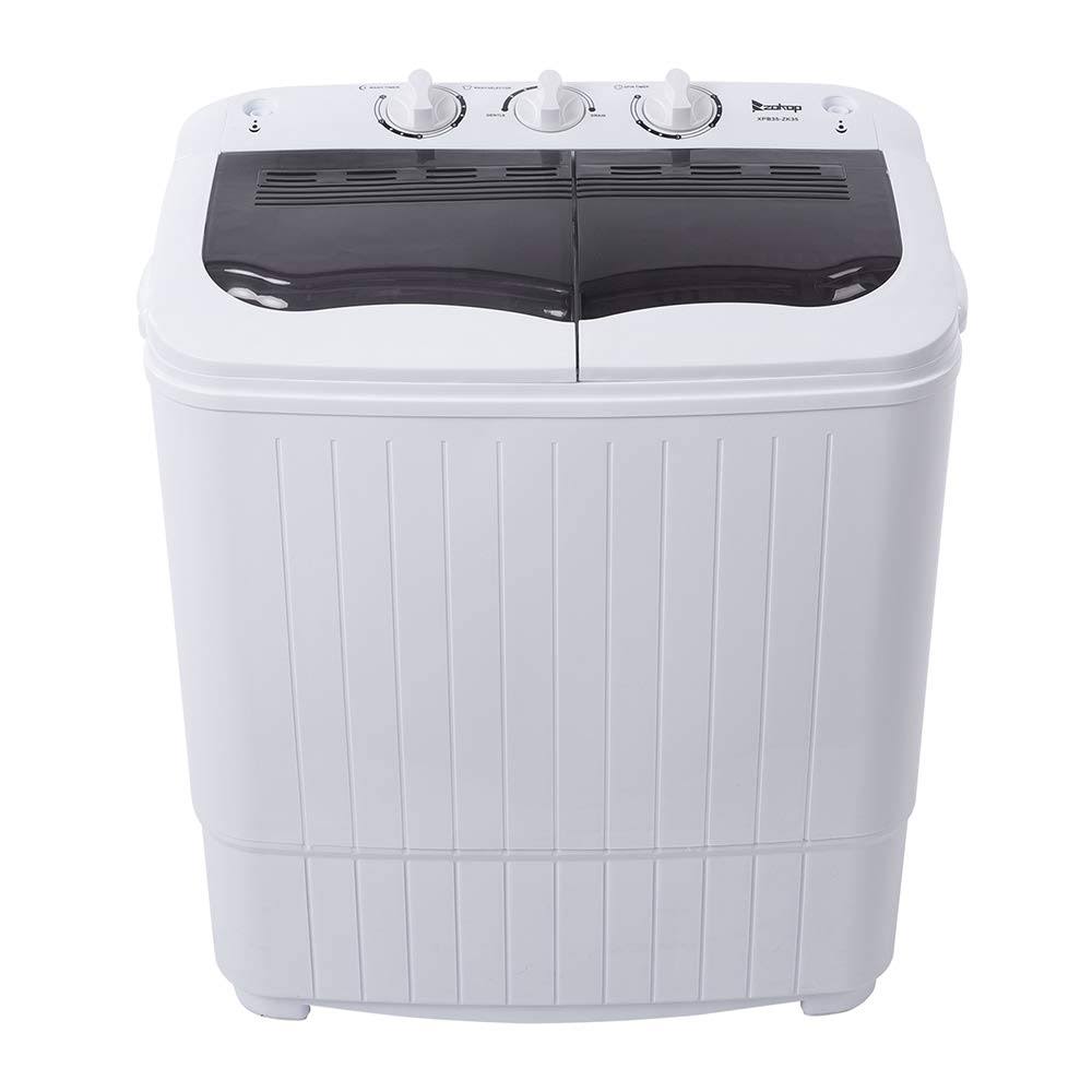 Portable Mini Compact Twin Tub Washing Machine,Portable Laundry Washer,with Built-In Drain Pump Semi-Automatic Cover Washing Machine for Camping,