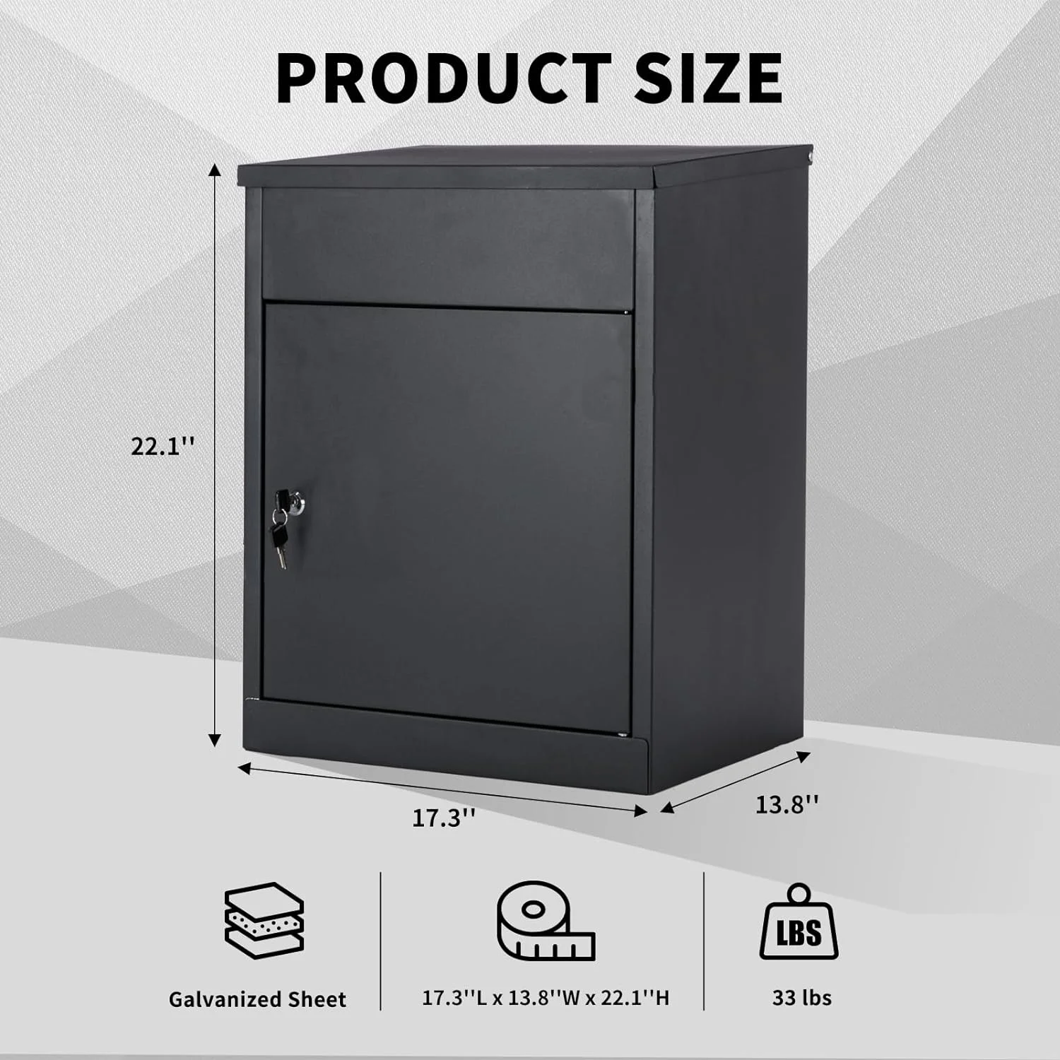 Large Package Delivery Boxes, Galvanized Steel, Lockable, Anti-Theft, 17.3" x 13.8" x 22.1" - Image 7