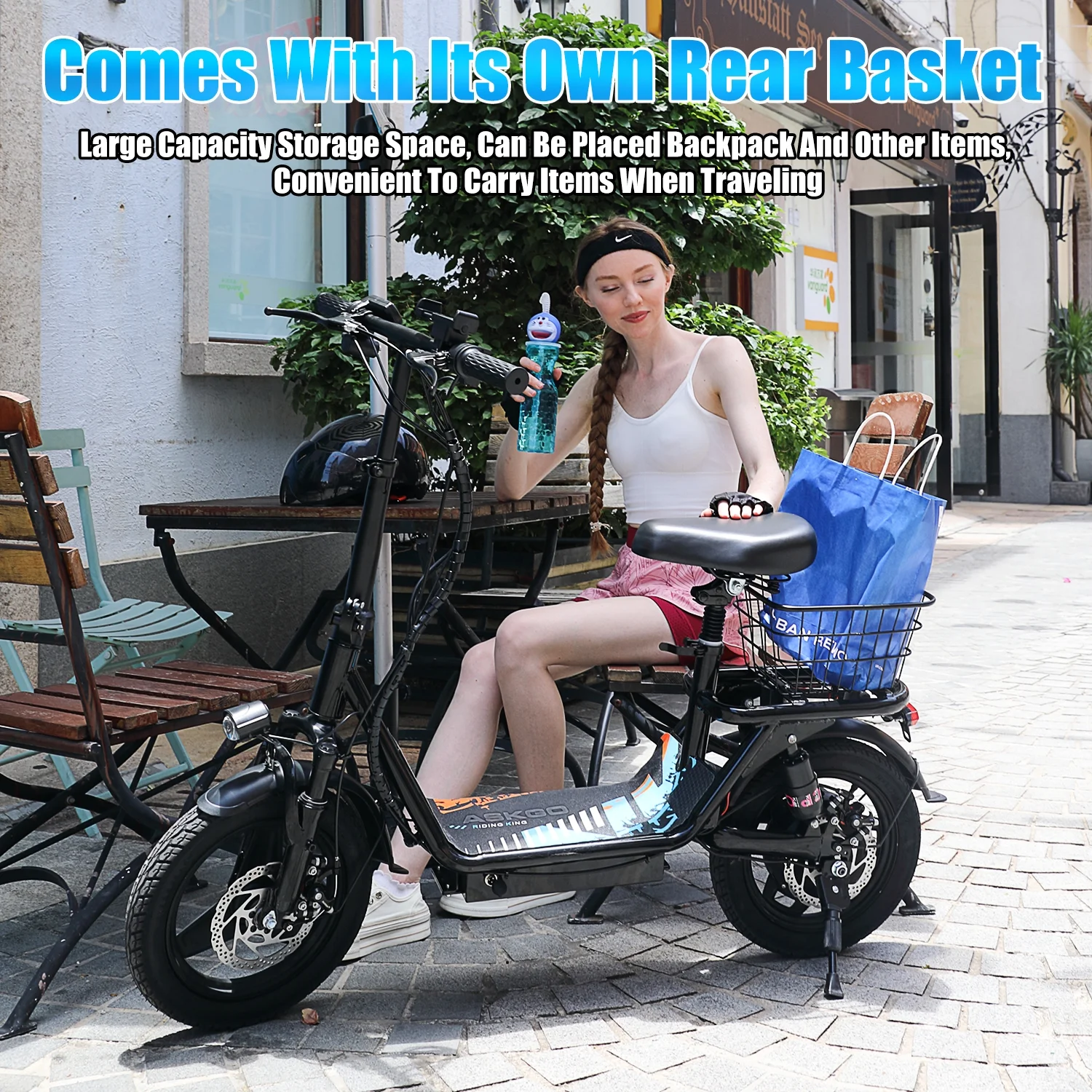 AZHAR 500W Electric Scooter with Seat for Adults, 25 MPH, 35 Miles, 48V 13ah, 14