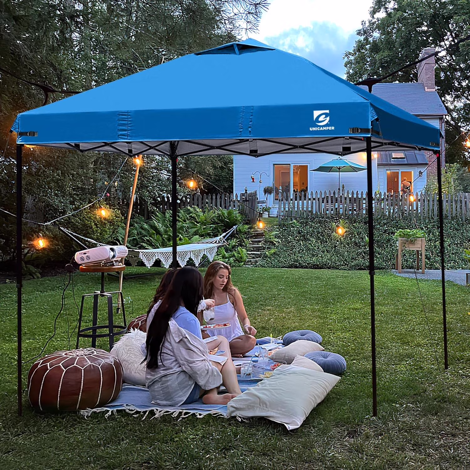 10x10 Pop Up Canopy Replacement Top Cover with Air Vent for Straight Leg Canopy Tent, Waterproof for Outdoor Garden  Camping Sun Shade(Top Only) (Light Blue)