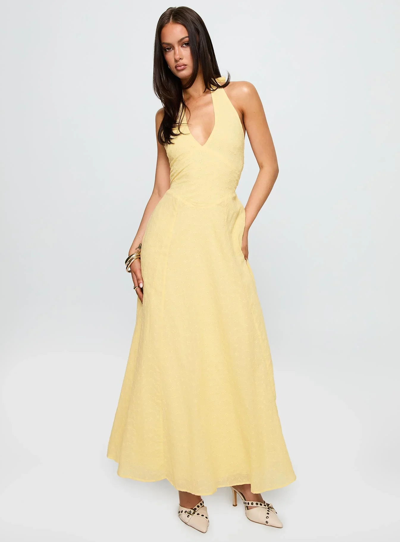 Summer State Halter Maxi Dress Yellow