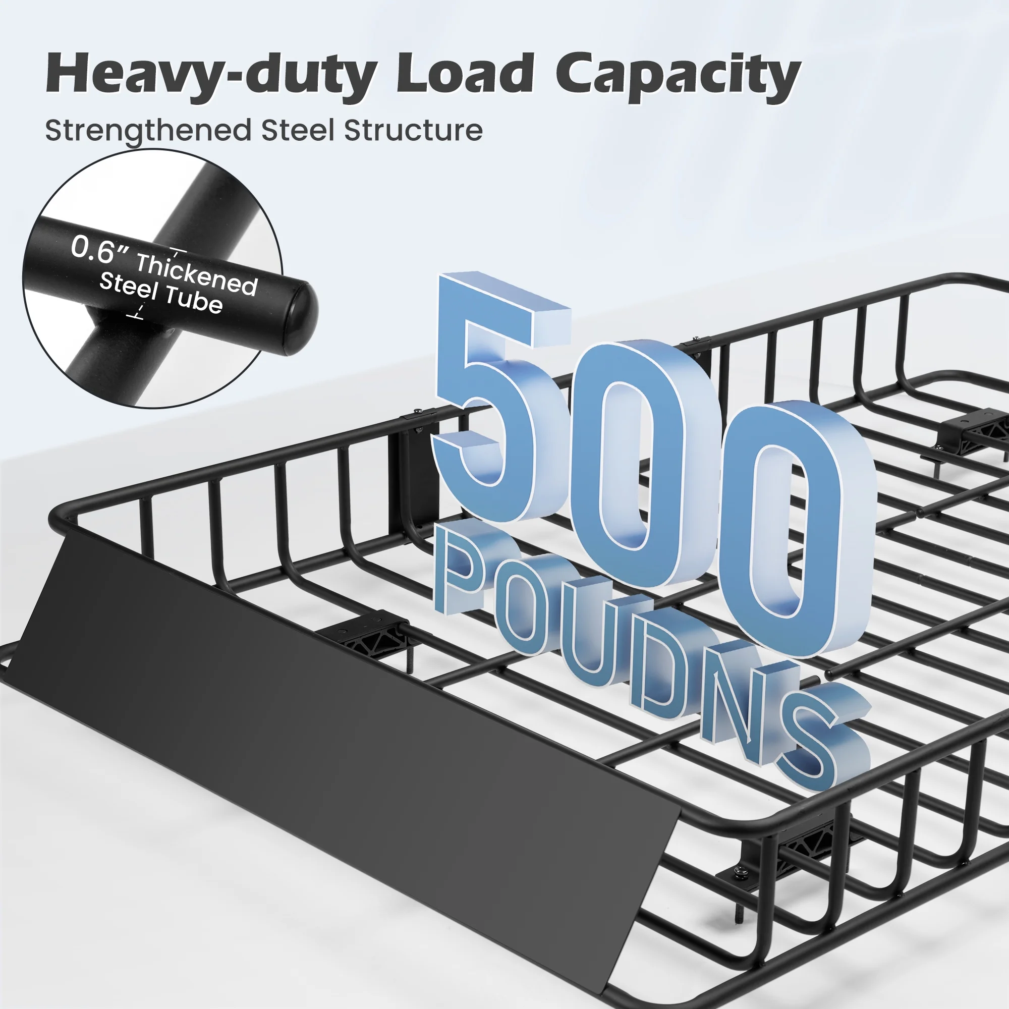 Roof Rack Cargo Basket,500 lb,64"x39"x6"Extendable Roof Luggage Holder Rack with 4 U-Bolts for SUV/RV,Camping - Image 4