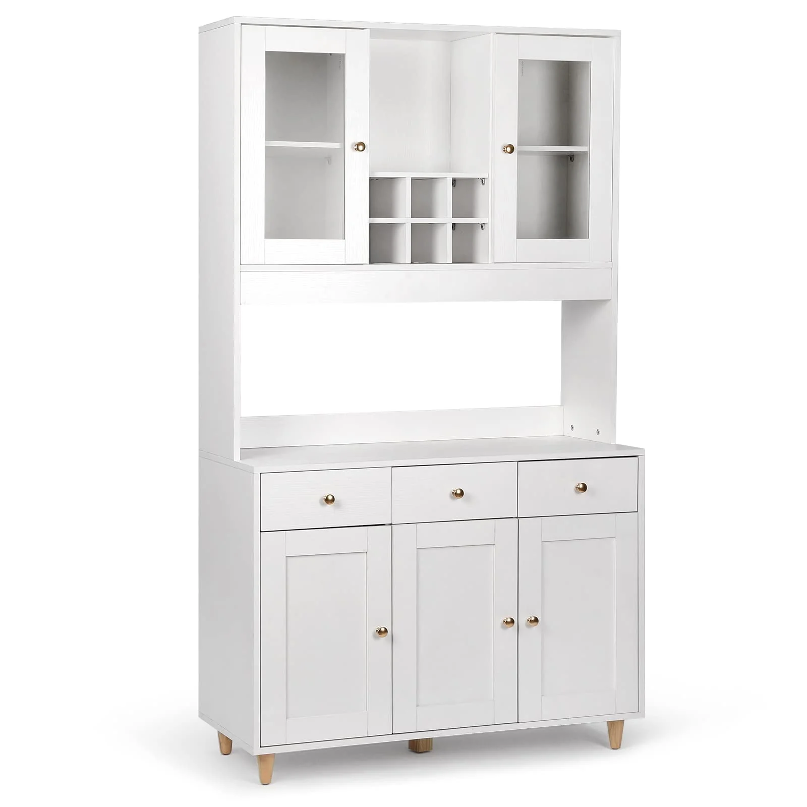 Freestanding Kitchen Pantry Cupboard Cabinet with 3 Drawers with 5 Storage Cabinets