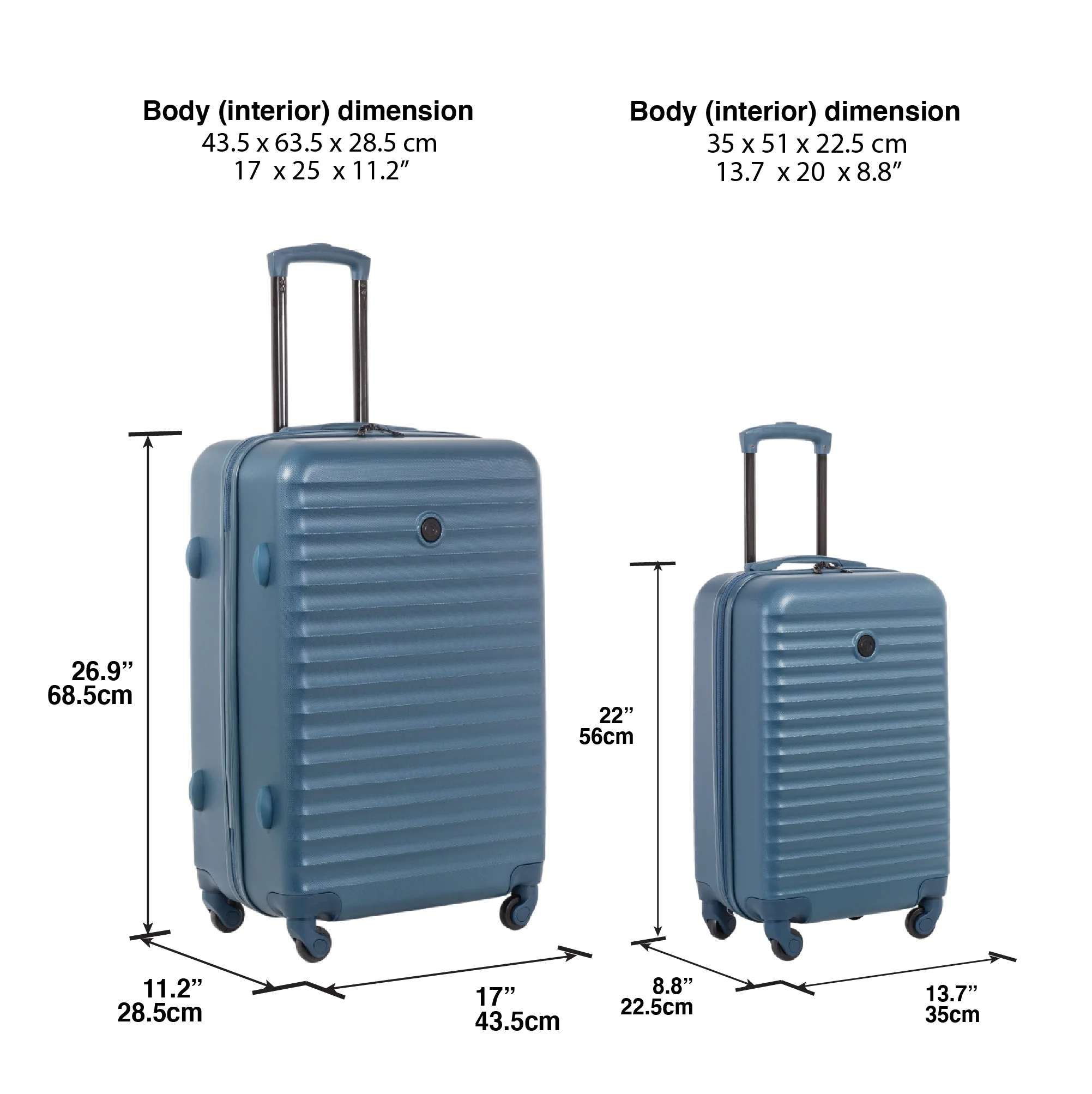 2-Piece Hardside Rolling Luggage Set, Blue(Blue) - Image 9