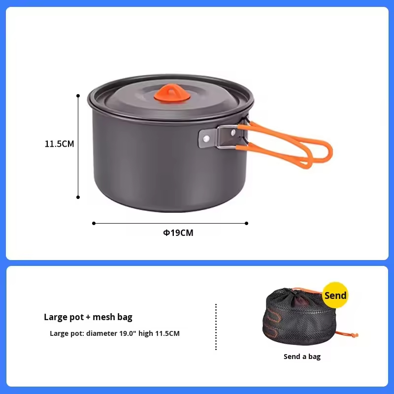 Camping Cookware Outdoor Kettle Cooking Pot Equipment Portable Field Camping Tableware Set