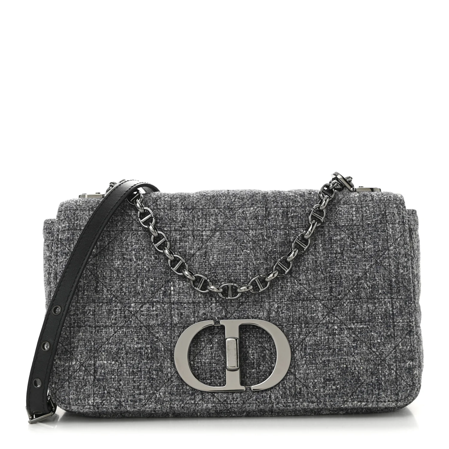Tweed Macrocannage Medium Caro Bag Black
